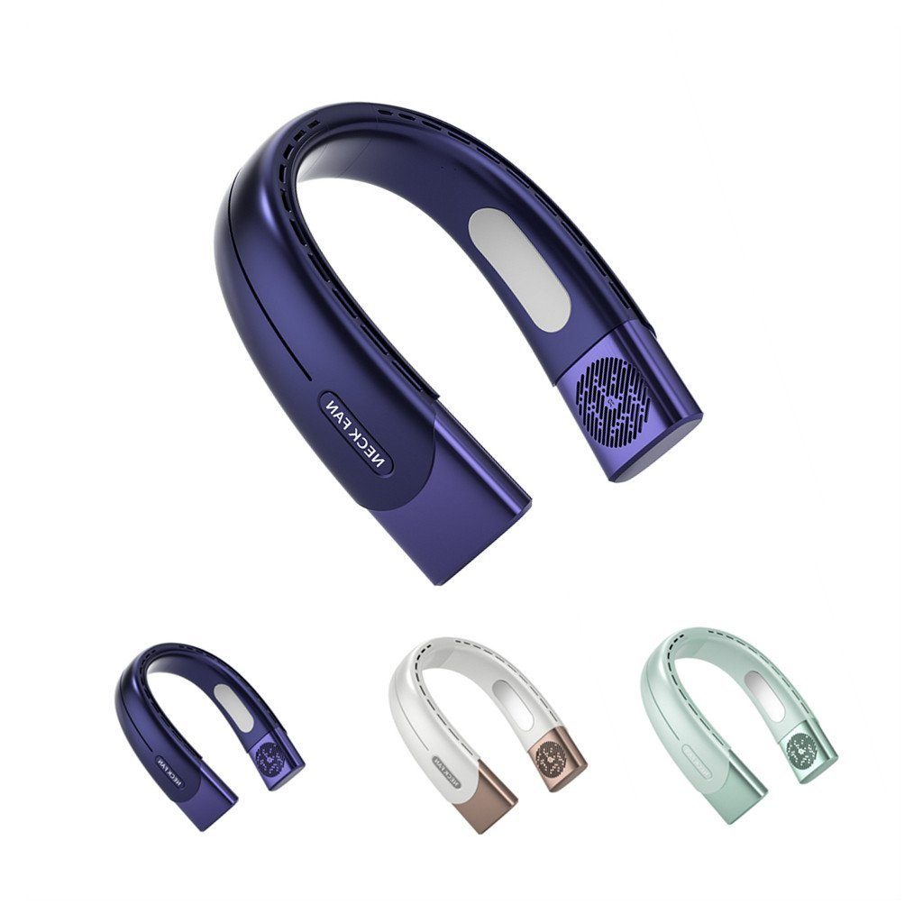 Nackenventilator, Ventilator,Blattloser Blau 4000mAh Digitalanzeige Geschwindigkeiten MiniHals Tragbarer USB-Ventilator Sport XDeer Mini Wiederaufladbar,5