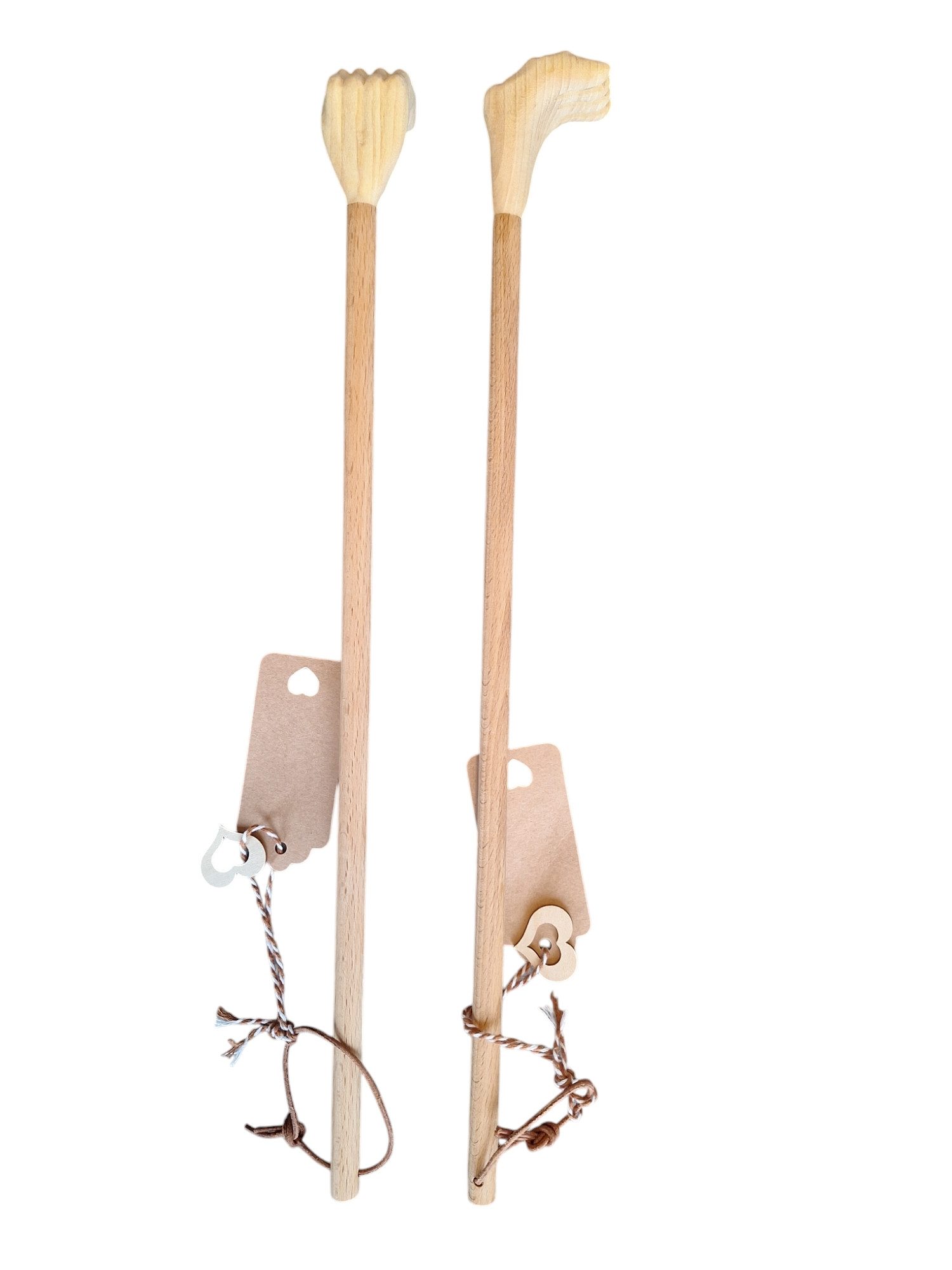 CleanPrince Körperbürste Rückenkratzer Kratzhand 2 Stück Rhön hell 45 cm handgeschnitzt