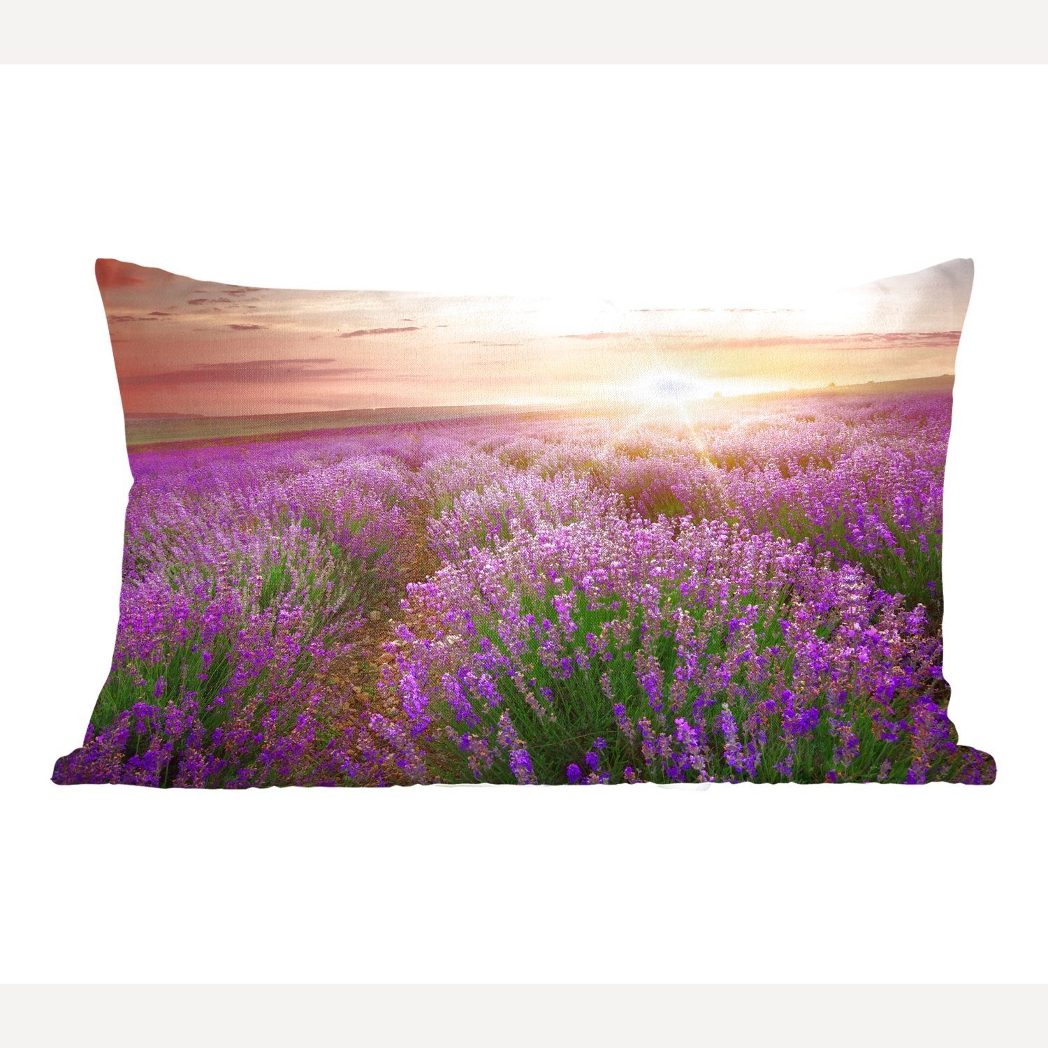 MuchoWow Dekokissen Lavendel - Sonne - Blumen, Wohzimmer Dekoration, Zierkissen, Dekokissen mit Füllung, Schlafzimmer