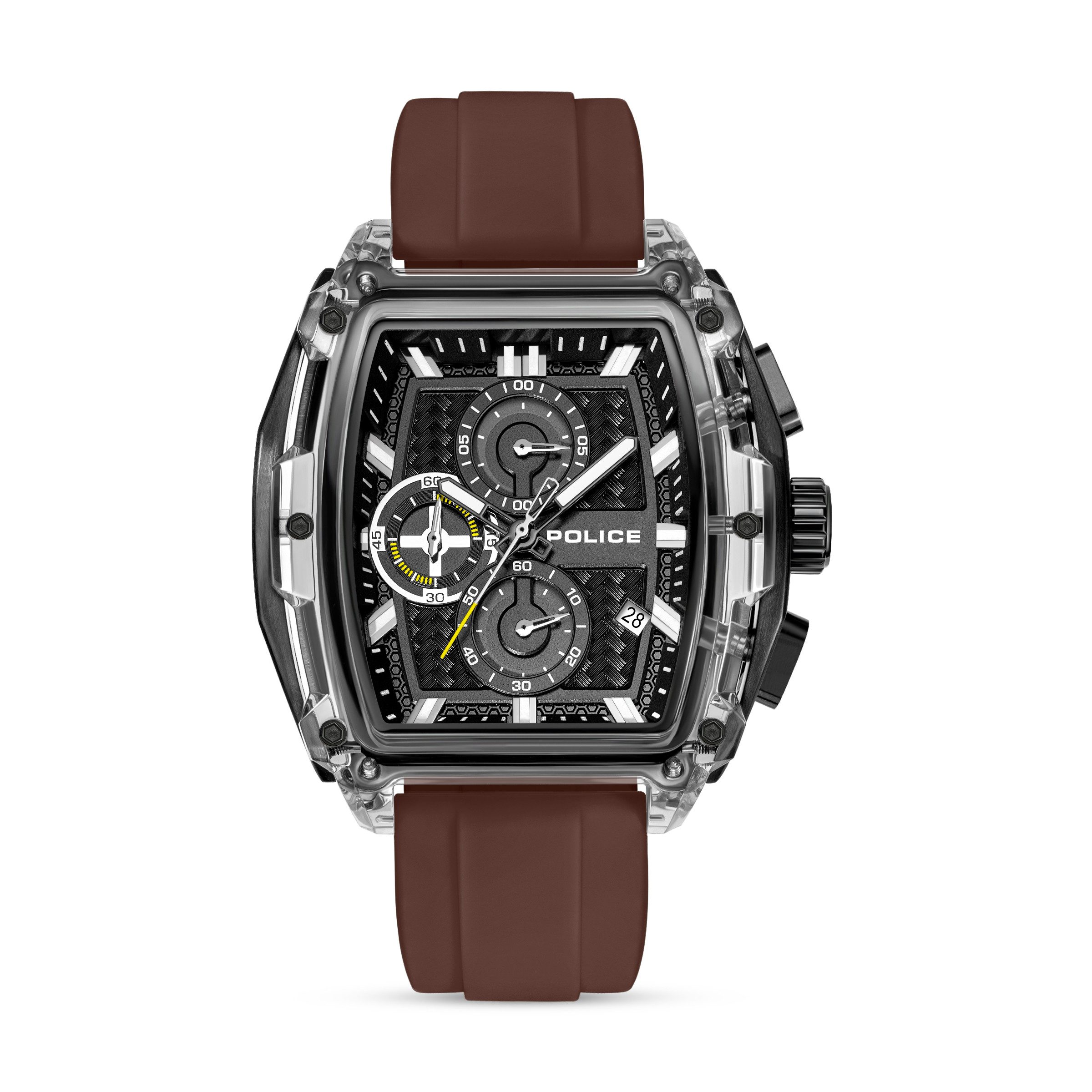 Police Chronograph Clout Tank PEWGO00778X3, (Set, 4-tlg., mit Wechselbändern), Quarzuhr, Armbanduhr, Herrenuhr, Silikonarmband