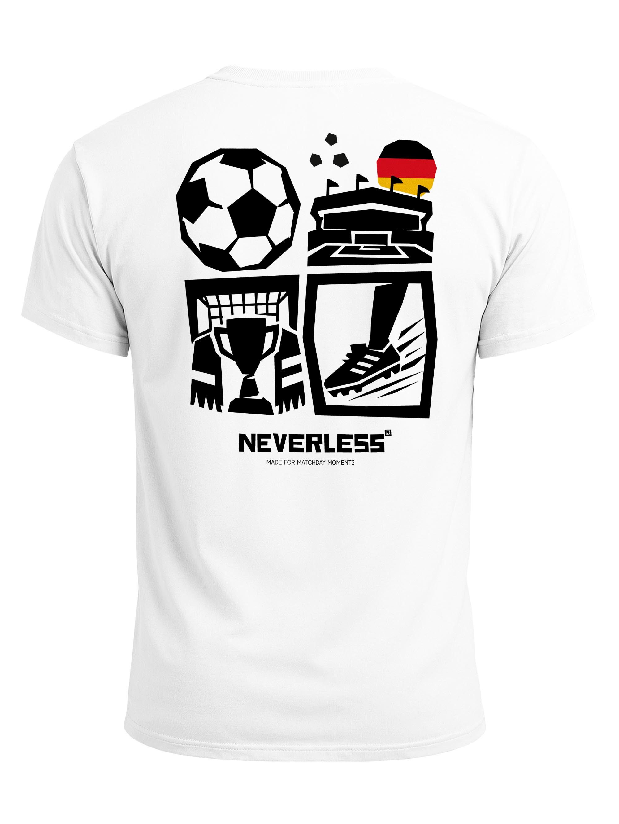 Neverless Print-Shirt Herren T-Shirt Frontprint - Design Football Icons - Baumwollshirt mit Print