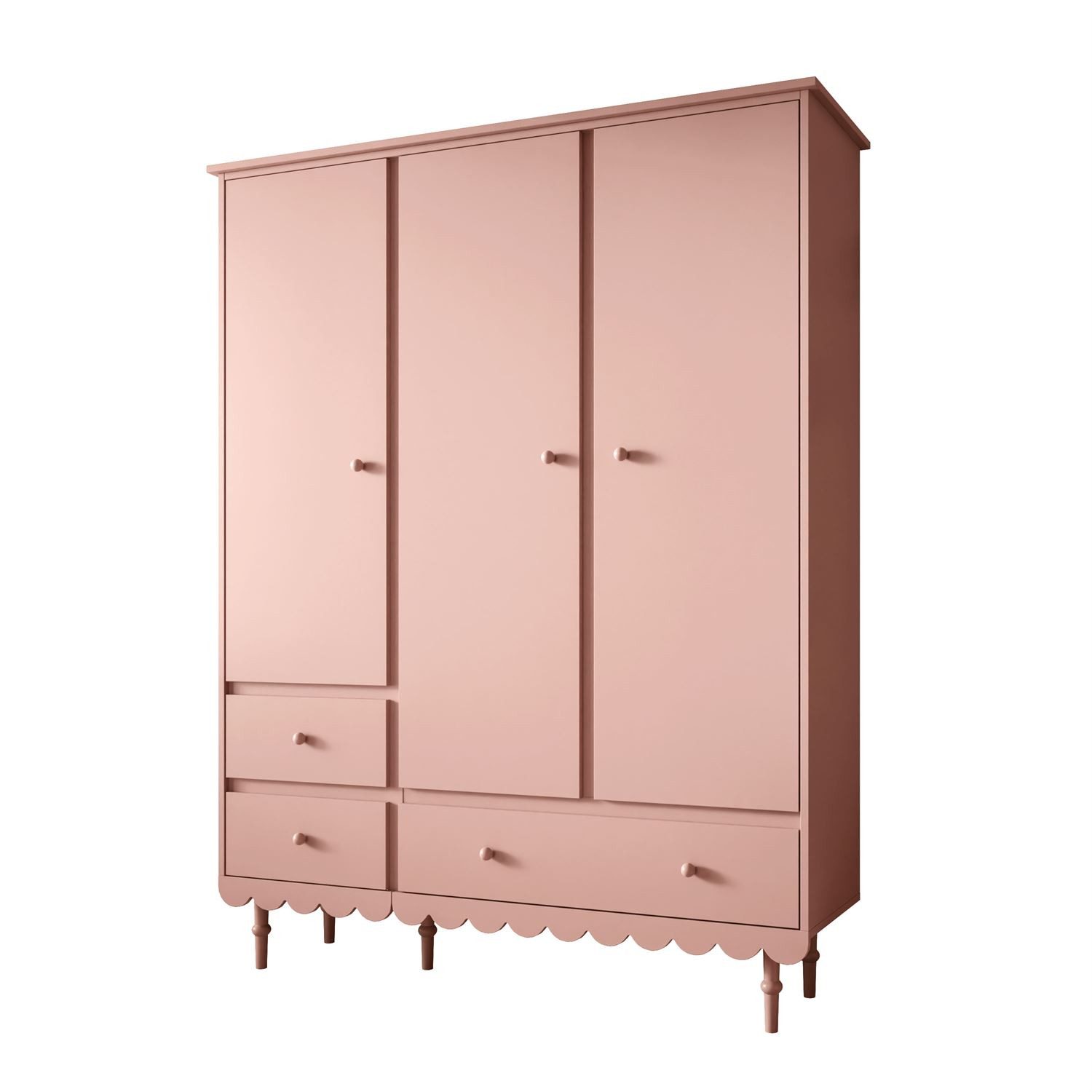 Lookway Kinderkleiderschrank BABUSHKA Dreitüriger Kleiderschrank mit Schubladen.