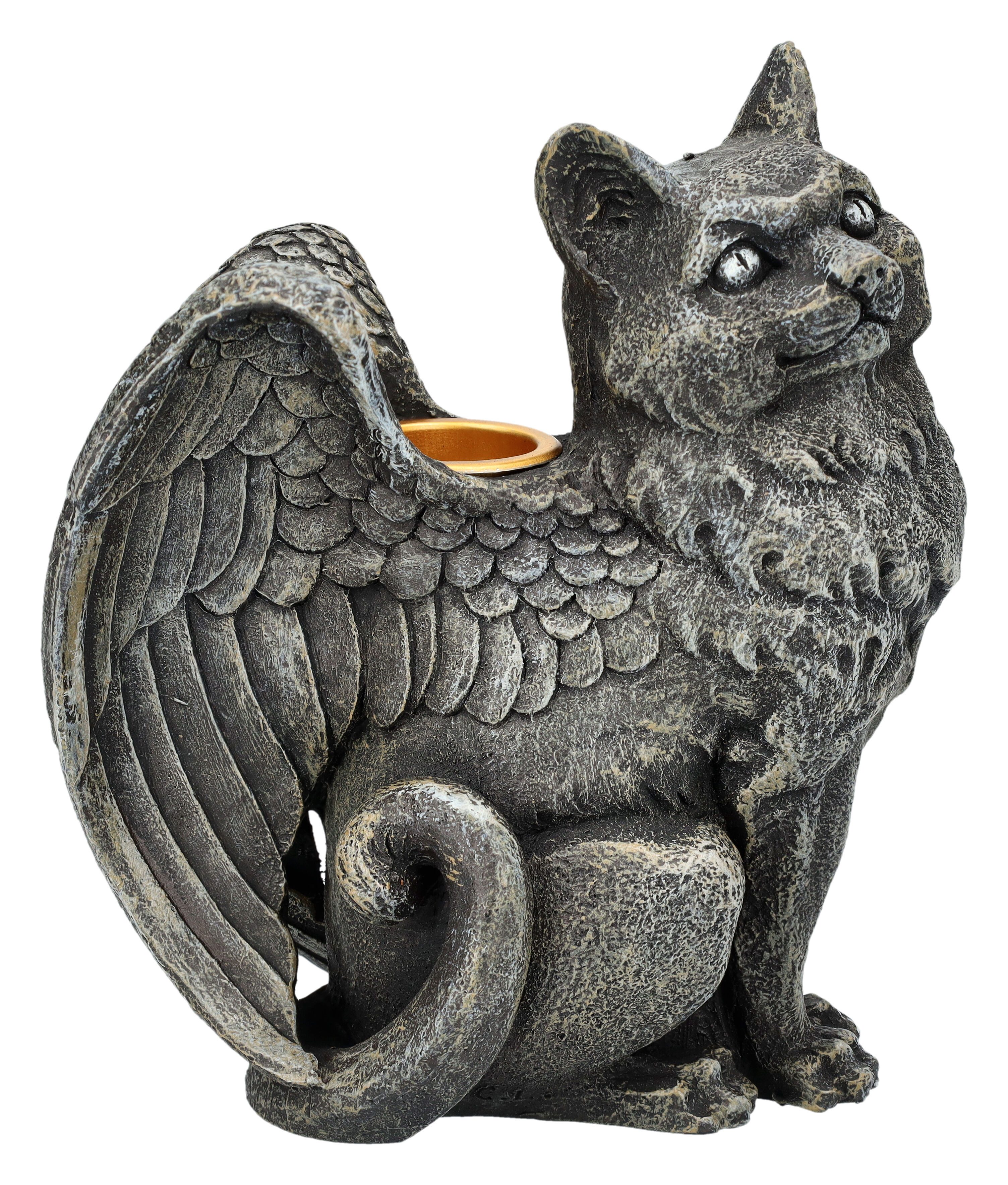 Figuren Shop GmbH Подсвечник Торшеры - Geflügelte Katze - Dekoration Подсвечник Dekofigur