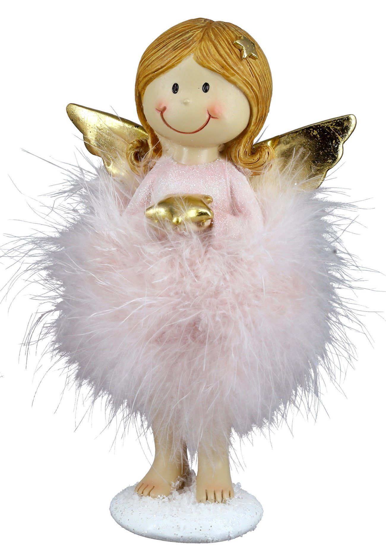 dekojohnson Engelfigur Deko-Engel Weihnachtsengel mit Stern rosa 12cm
