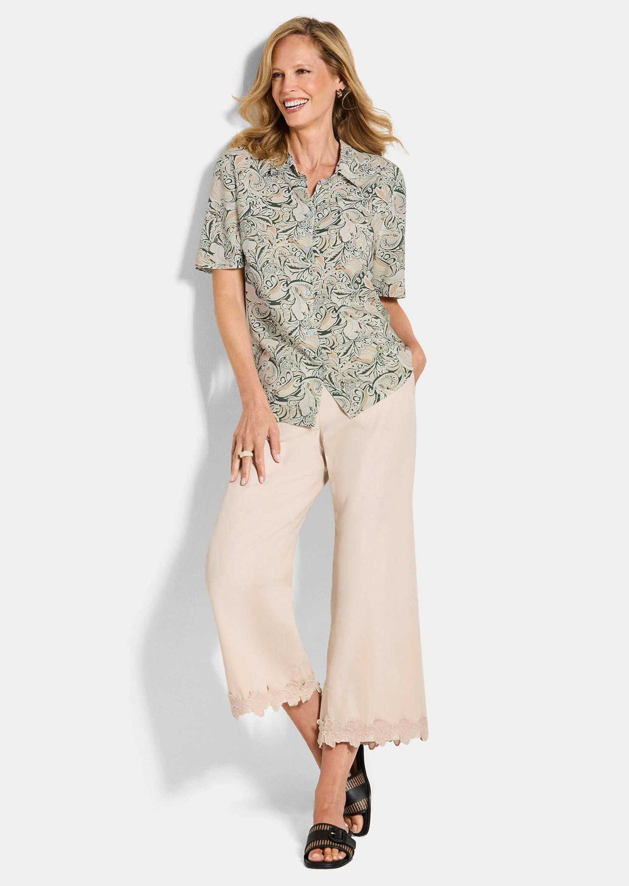 GOLDNER Kurzarmbluse Viskosebluse mit Paisley-Design Druckbluse mit Hemdkra günstig online kaufen