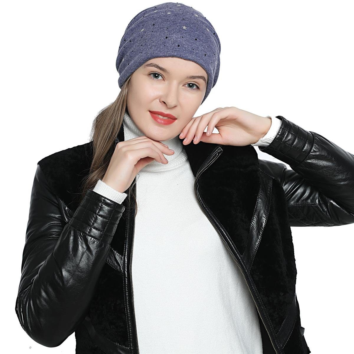 DonDon Beanie Damen Slouch mit Print (Packung, 1-St) Teddyfleece günstig online kaufen