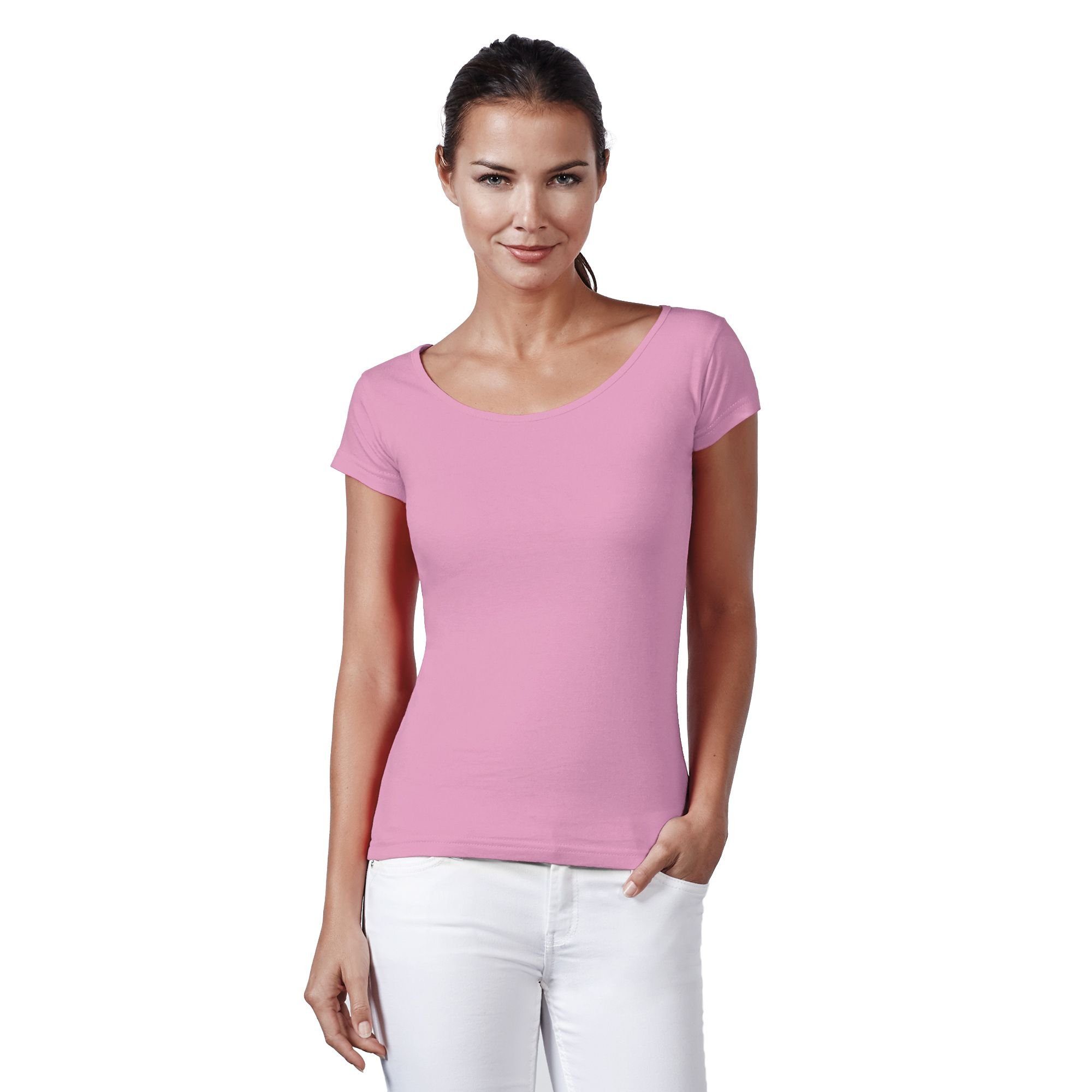 Neverless Print-Shirt Neverless® Basic T-Shirt Damen Slim Fit Baumwolle  einfarbig Weiter Rundhals Ausschnitt mit Print