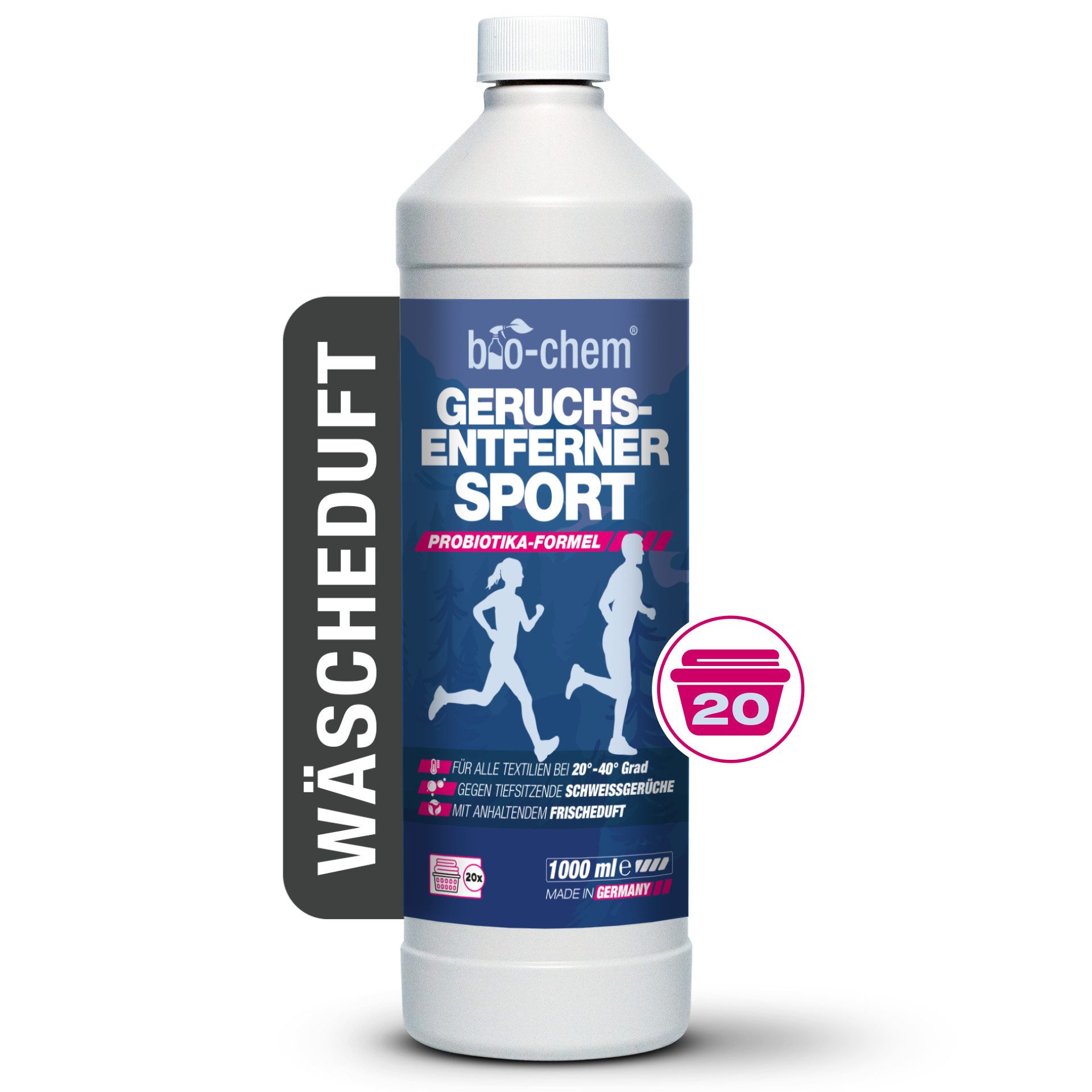 Textilerfrischer Geruchsentferner & Wäscheduft Sport 1 L - Probiotischer Waschzusatz