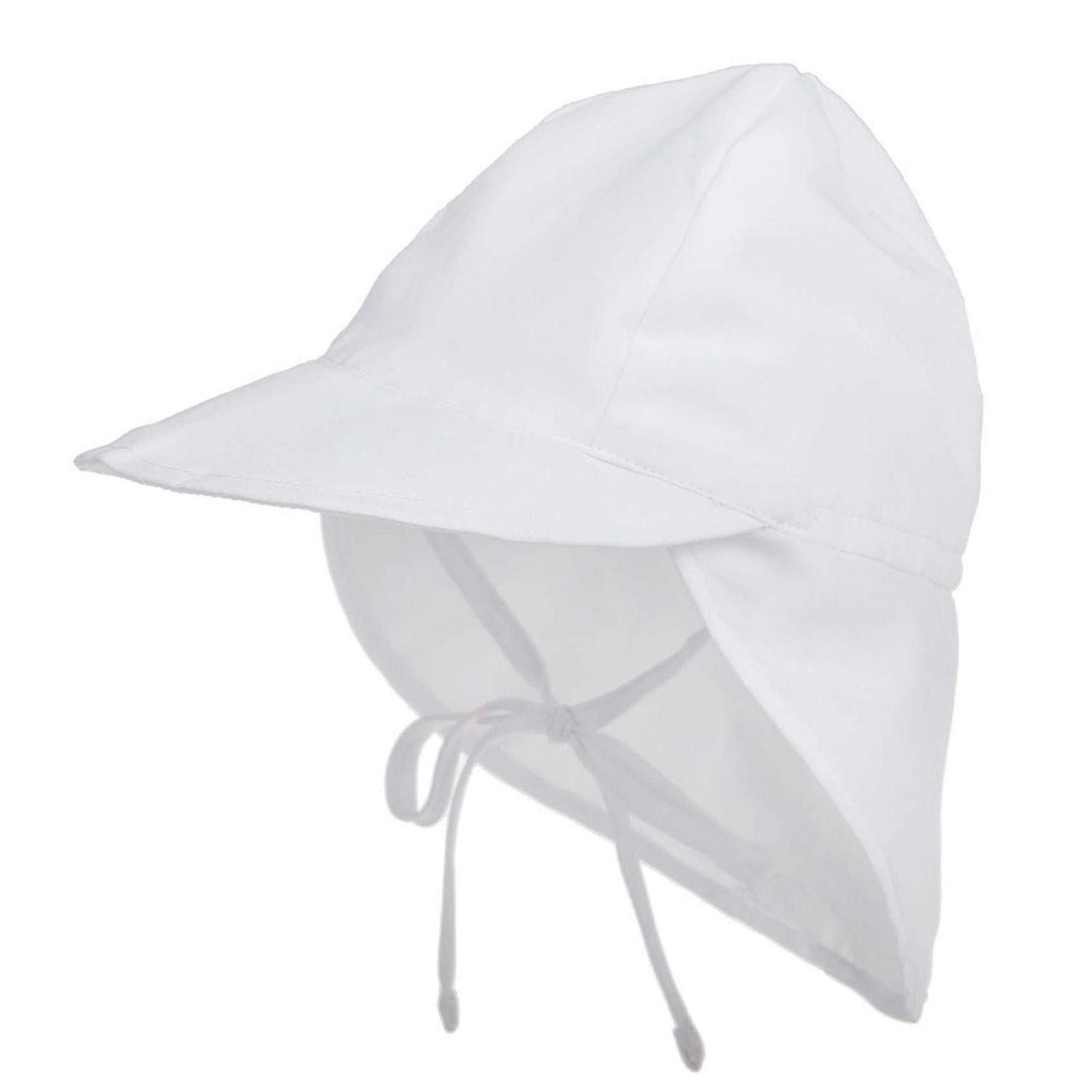 Legionärsmütze Schirmmütze Baby Nackenschutz UV SPF50 Bindebänder 3-18 Monate Weiß