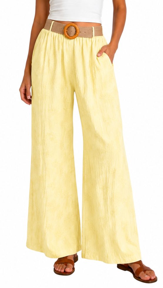 Mississhop Palazzohose Damen Palazzo Hose mit weitem Bein und elastischem Bund mit Gürtel S/M