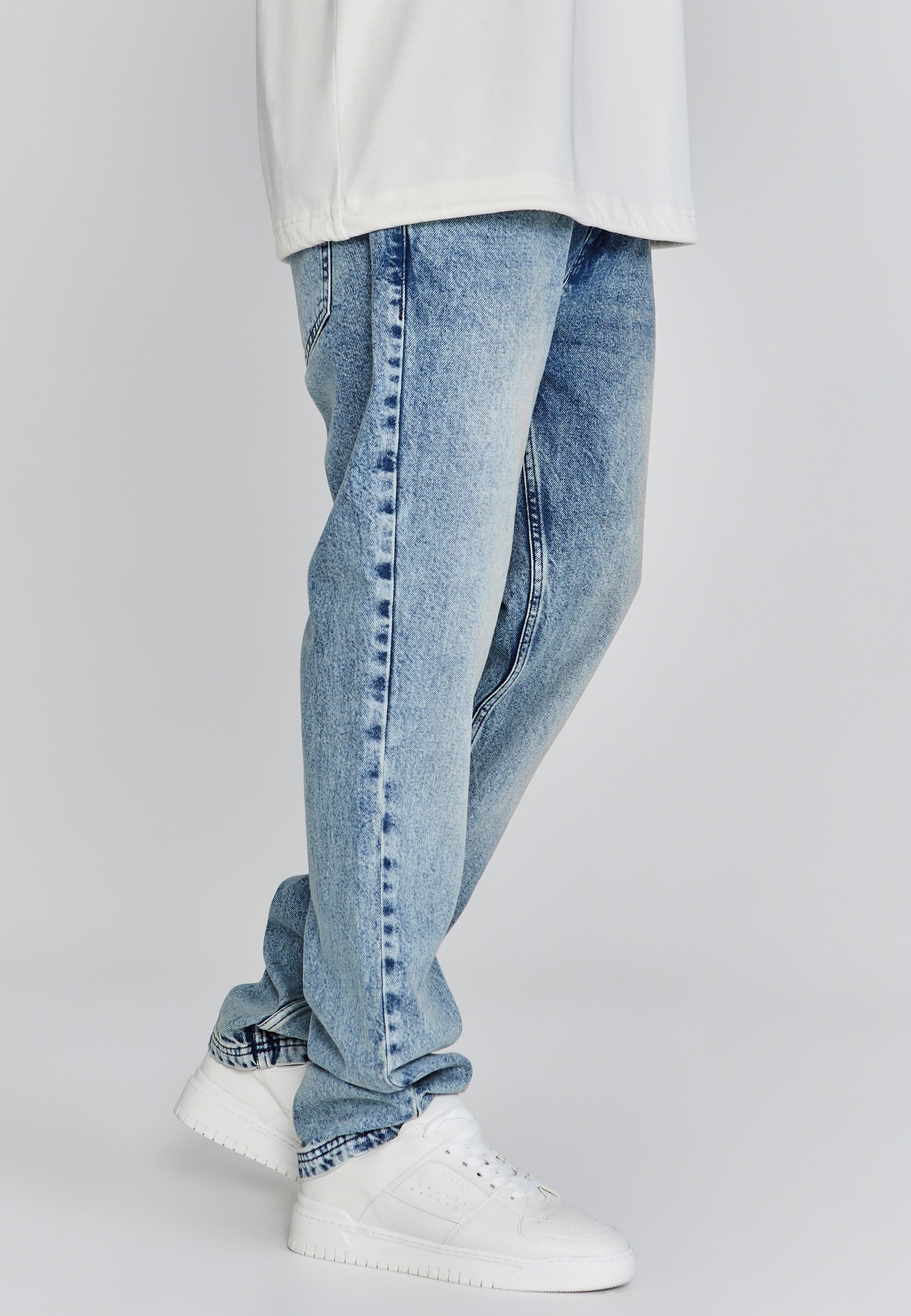 Siksilk Straight-Jeans SikSilk Herren Blaue Straight Fit Jeans