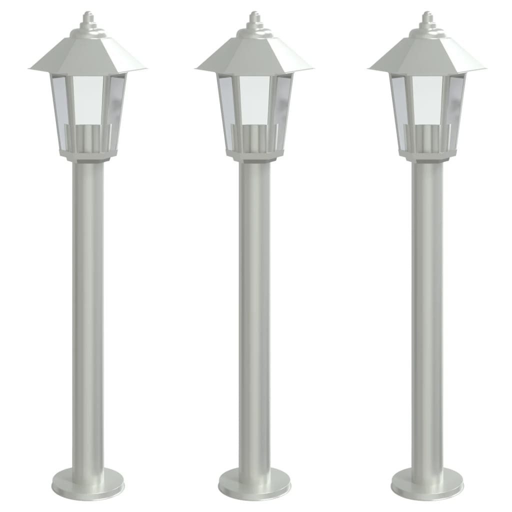 vidaXL Gartenleuchte Wegeleuchten 3 Stk. Silbern 80 cm Edelstahl