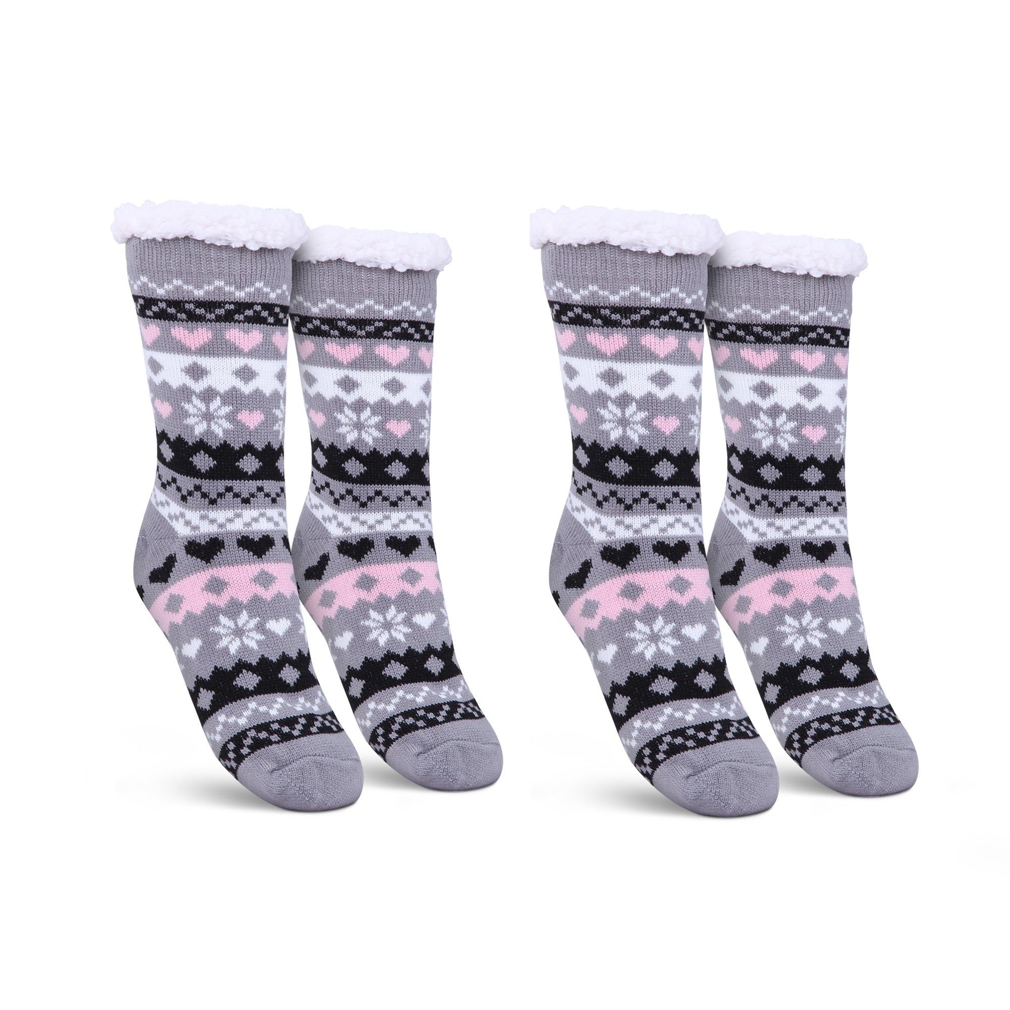 Kuschelsocken Haussocken "Norweger Herz"