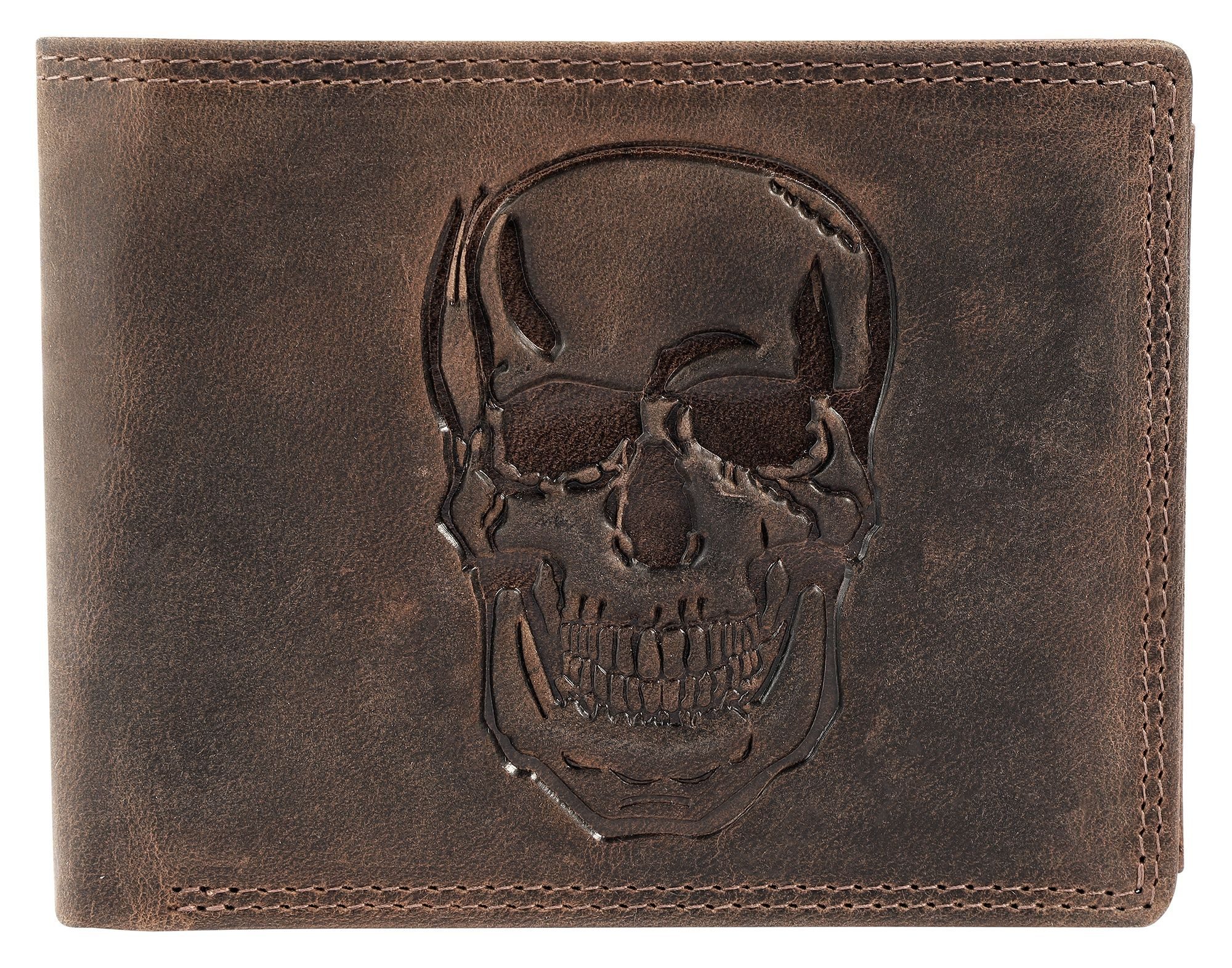 AKZENT Geldbörse 3000522 Querformat, Echtleder, RFID, Totenkopf