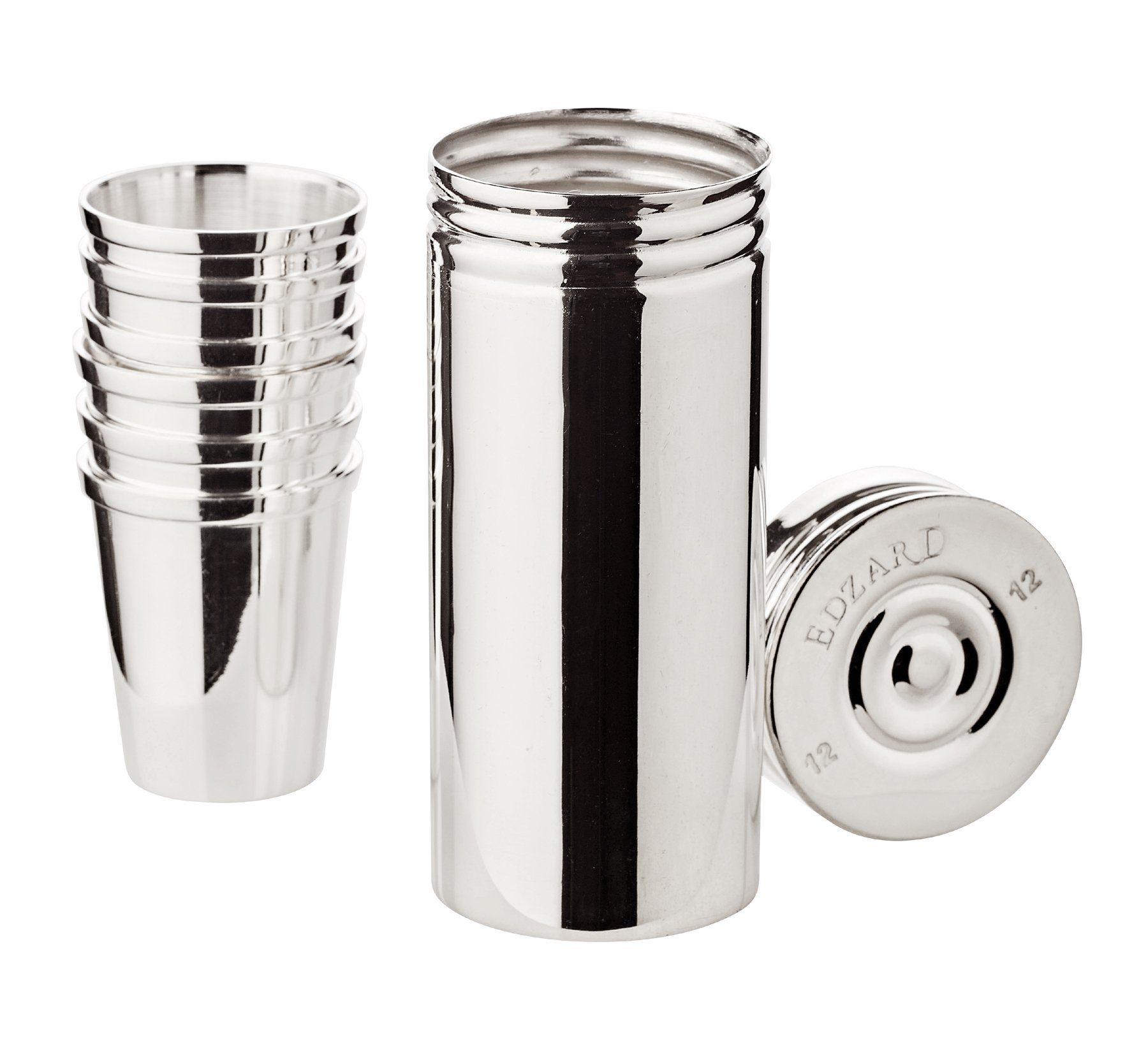 EDZARD Gläser-Set Moya, Messing, edel versilbert, Schnapsbecher-Set inkl. Behälter
