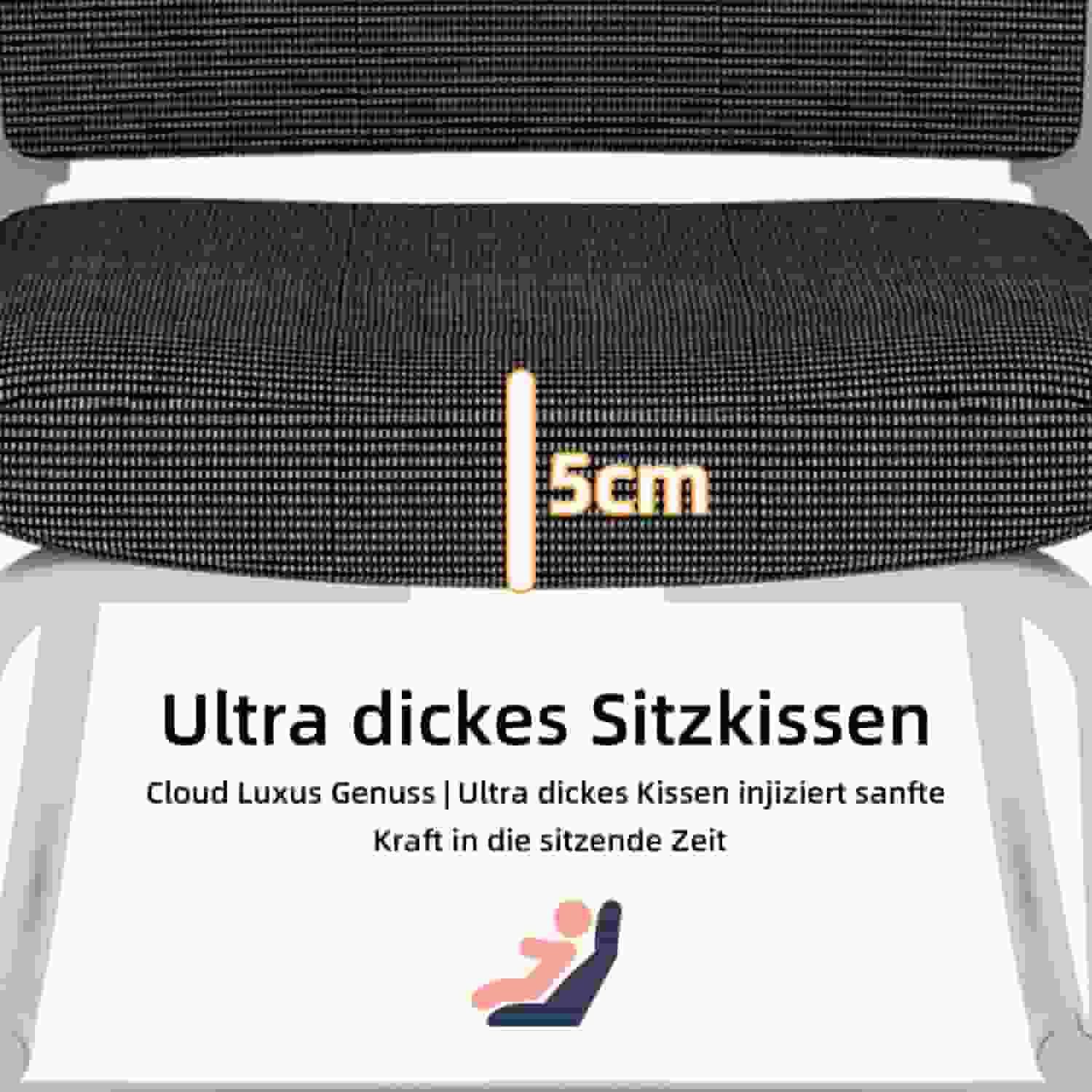 ANYSUN Bürostuhl Ergonomischer Bürostuhl mit Armlehne, bis 200 kg belastbar., Chefsessel mit atmungsaktivem Mesh-Bezug und dicker Polsterung