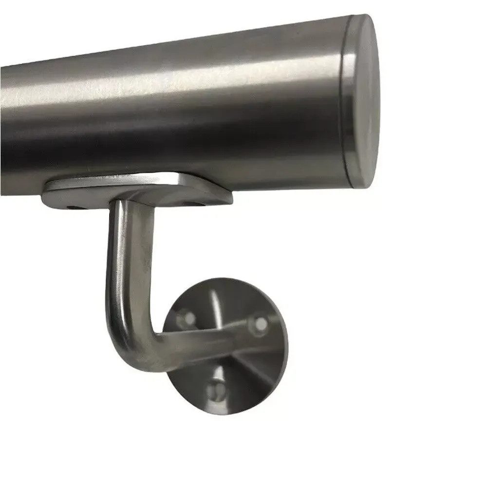 StahlFux Treppengeländer Edelstahlhandlauf Wandgeländer Handlauf, 30 cm Длина, 4,24 cm Höhe, mit 1 Pfosten, Wandmontage, 1-tlg., Длина von 30 bis 450 cm, Wandhalter mit massiver Trägerplatte für zuverlässige Montage
