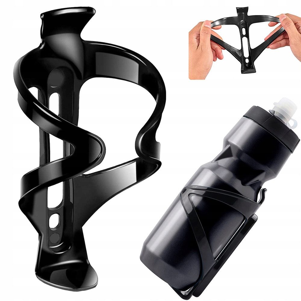 VERK GROUP Fahrrad-Flaschenhalter 2er Fahrrad Flaschenhalter Dehnbar Schwarz Universal Getränkehalter, (Packung, 2-St., Set), Dehnbare Konstruktion, 2er-Set