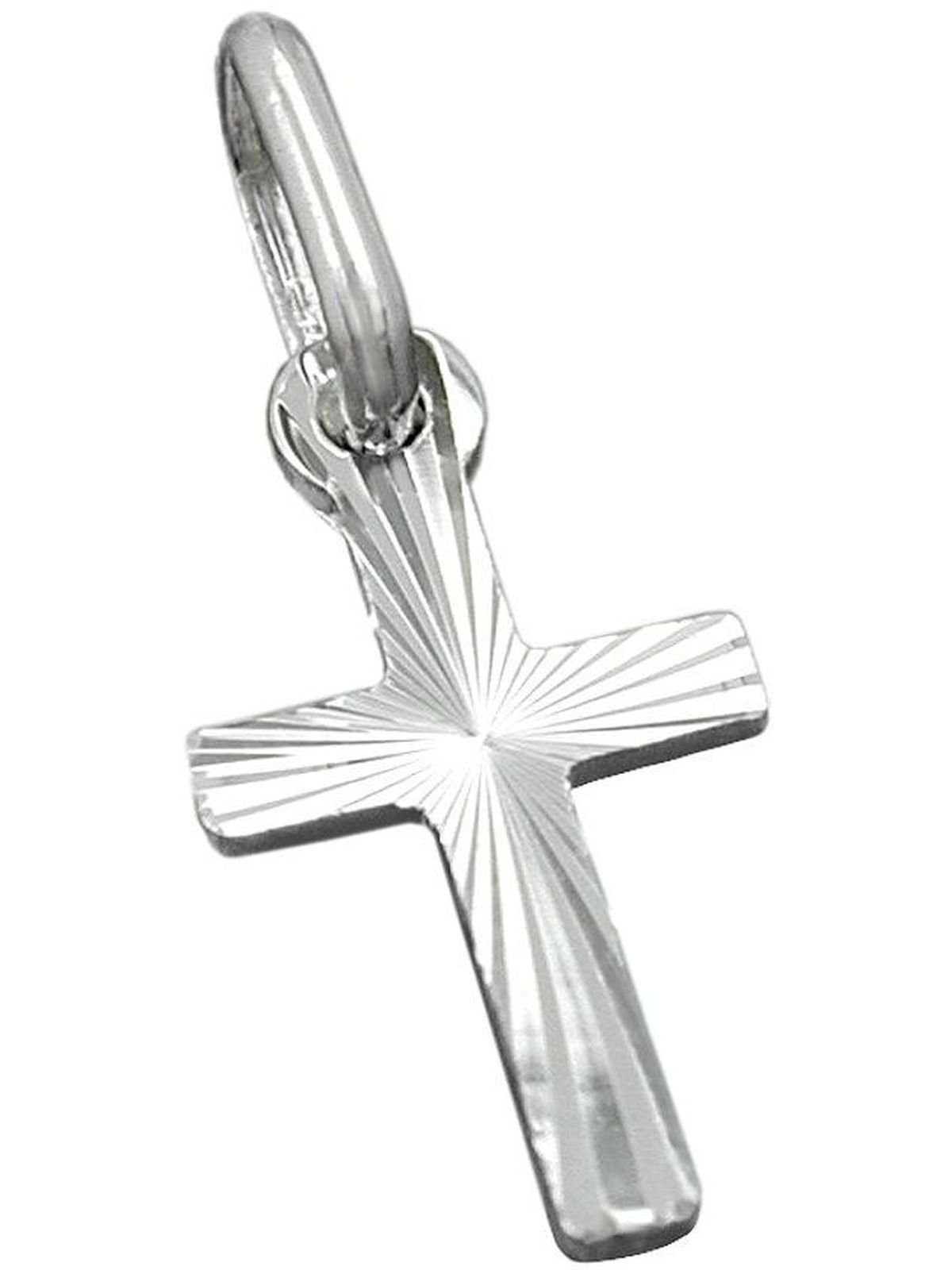 Gallay Kreuzanhänger Anhänger 14x7mm Kreuz diamantiert, Silber 925 (1-tlg)