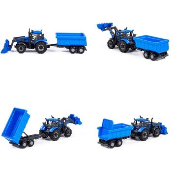 Polesie Spielzeug-Auto Spielzeug-Traktor 91833, Frontlader Kippanhänger Schwungantrieb Radlader