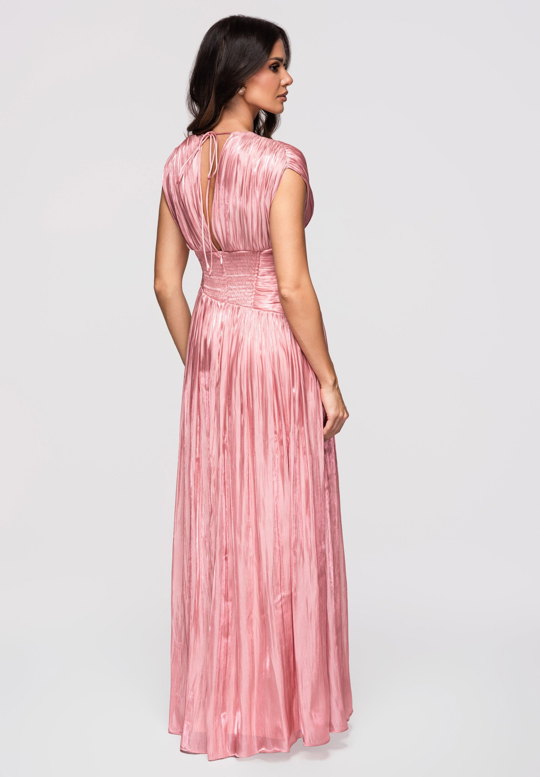 OMBRE Abendkleid Damen Abendkleid Maxi mit V-Ausschnitt Pink L (kein Set, 1-tlg)