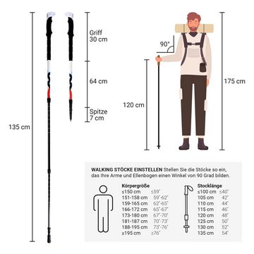 MSports® Trekking-Stöcke Nordic Walking - Trekking Carbon Stöcke - aus hochwertigem Carbon