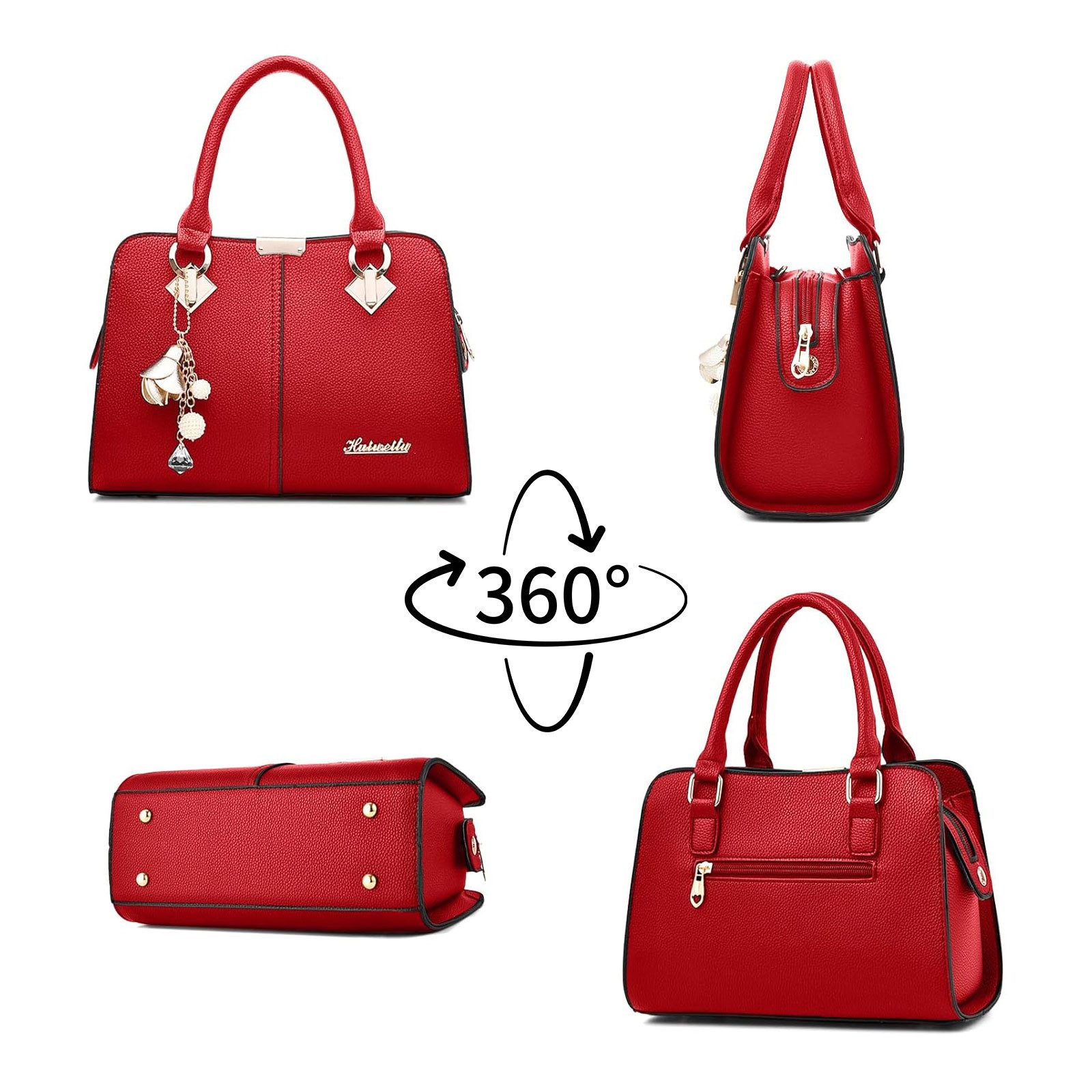 REDOM Henkeltasche Umhängetasche Handtasche Tragetasche Aktentasche Tasche Damen (Schultertasche Arbeitstasche Messenger-Tasche Top Griff mit Schultergurt, 1-tlg., Bürotasche, Unitasche, Freizeittasche, Kunstleder), für Frau Frauen Jungen Freizeit Arbeit Business Schule Büro Reisen usw