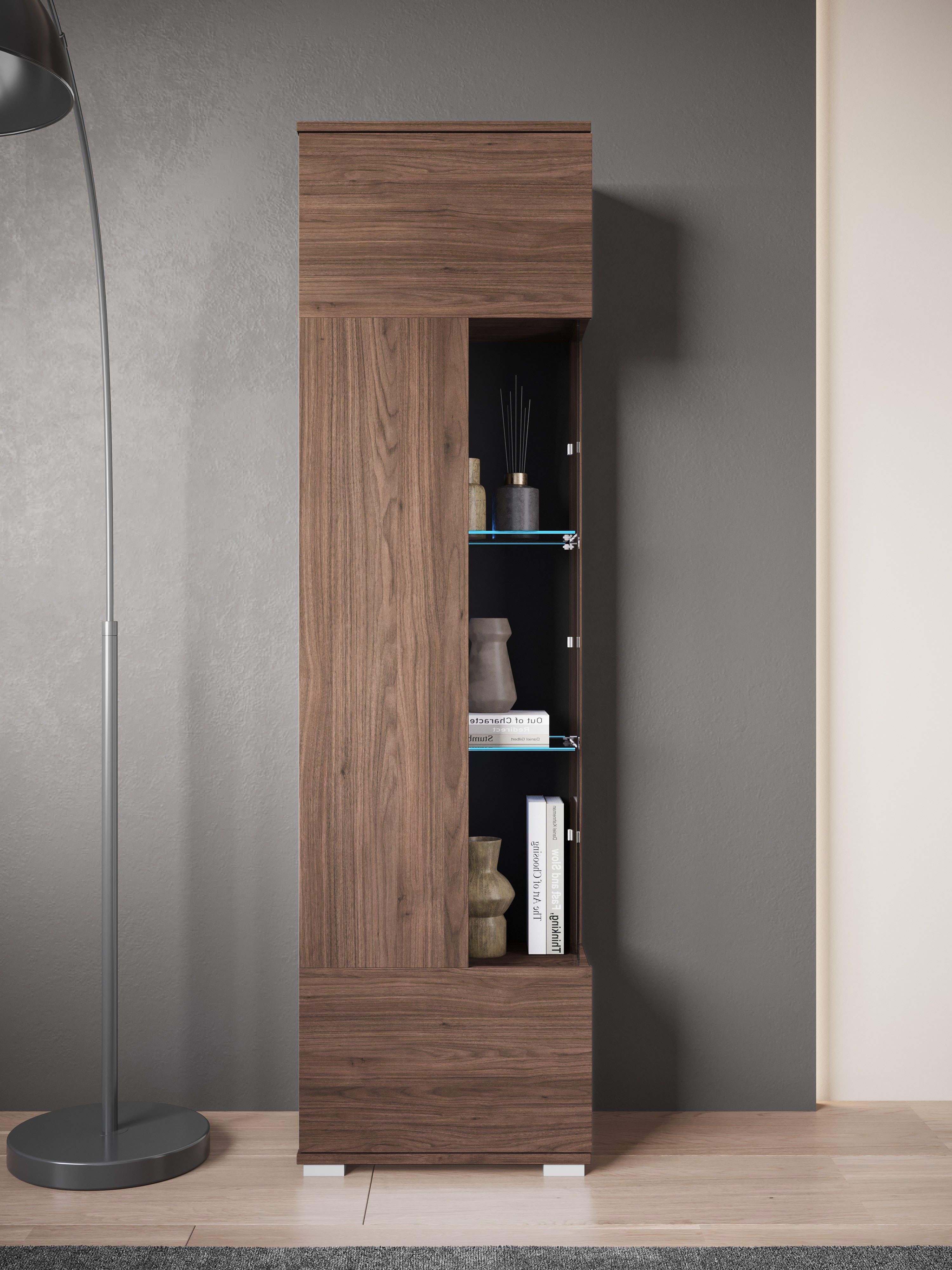 OTTO home Vitrine Kenia, stehend und hängend, Türanschlag wechselbar (1-St) Vitrineschrank mit Glastüren 160 cm Höhe