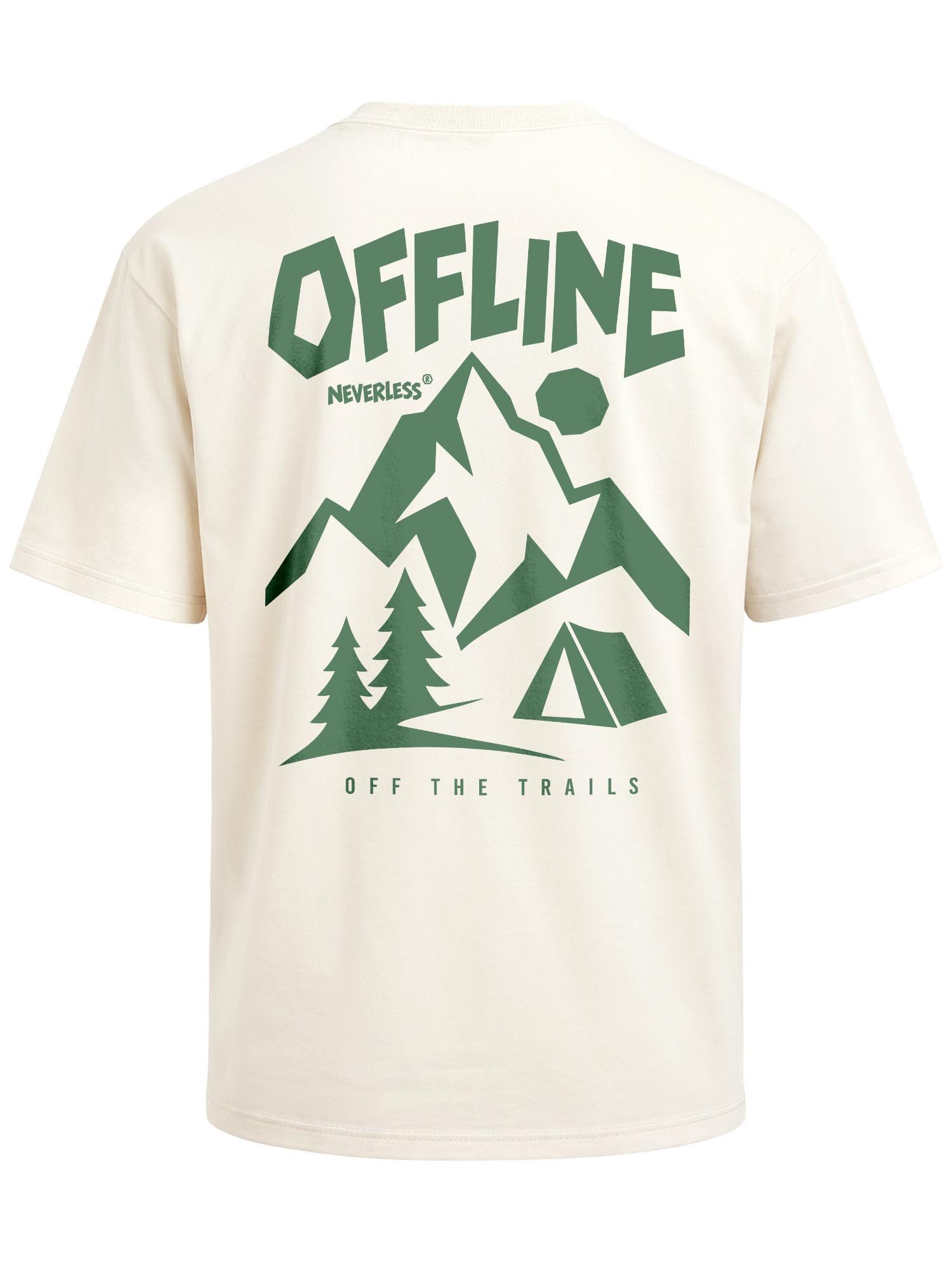 Neverless Oversize-Shirt Herren T-Shirt - Berge Design - Offline - Oversized Relaxed Fit mit Print