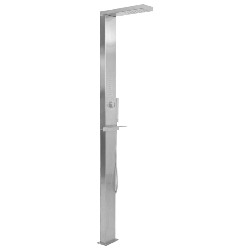 furnicato Gartendusche Duschpaneel Regendusche Handbrause 15x44x210cm Silber (1 St)