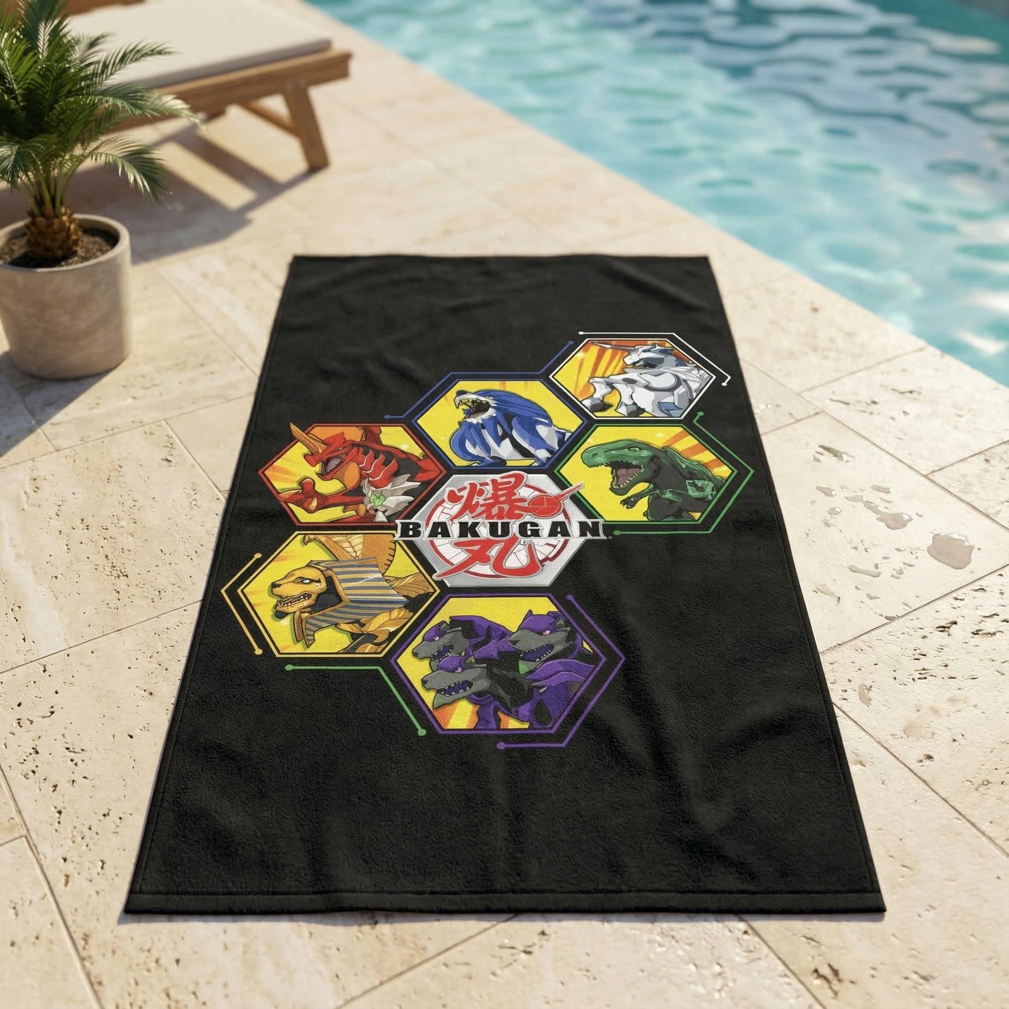 Aymax sprl Strandtuch Anime Bakugan - Handtuch Badehandtuch Badetuch XL Strandtuch, (1-St), 100% Baumwolle, 70x140 cm