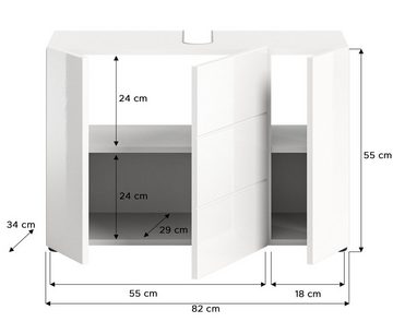 welltime Waschbeckenunterschrank (1-St) Badmöbel, Badschrank, Badezimmer Unterschrank in 60cm Breite, 2 Türen