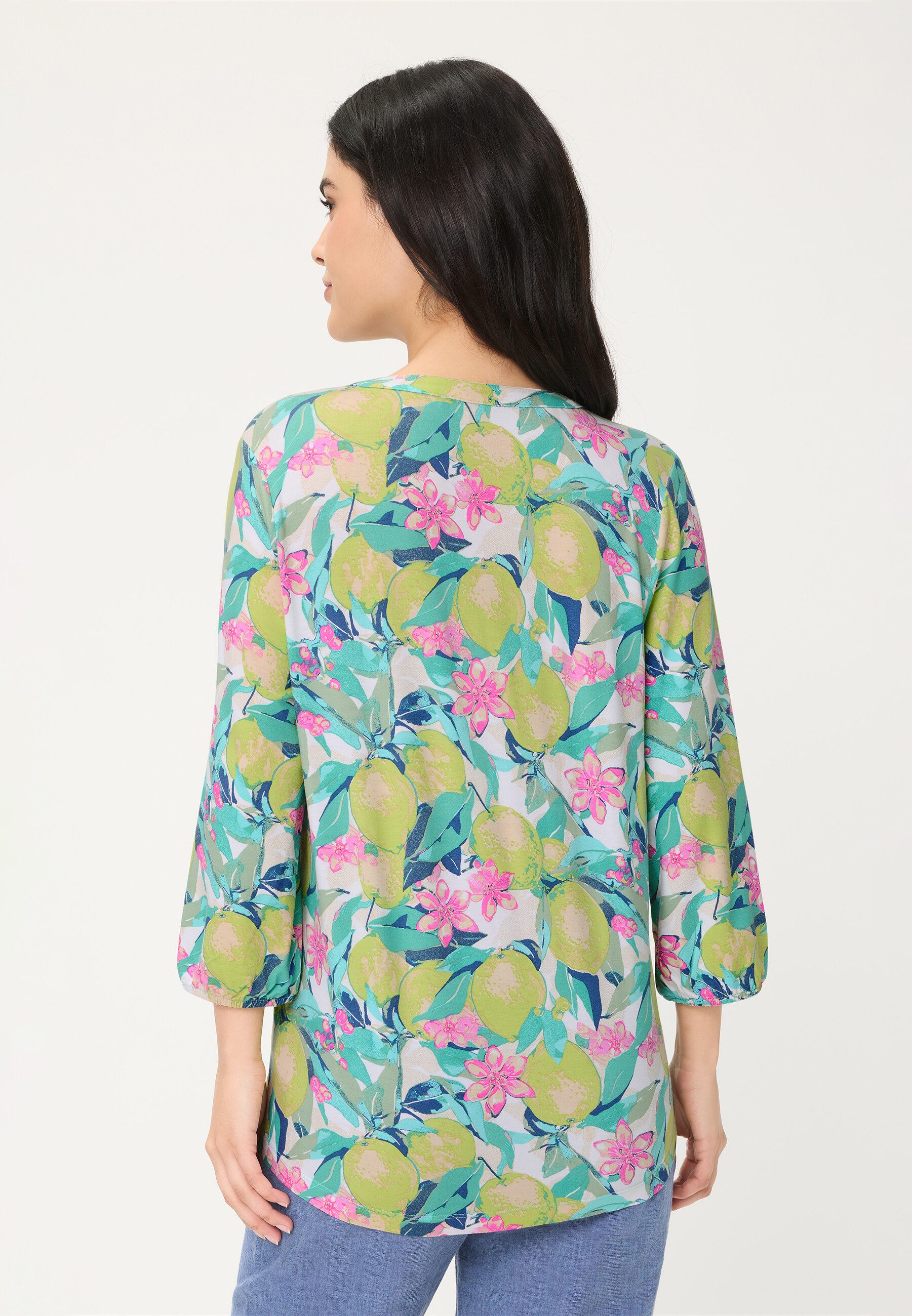 Olsen Tunikashirt Shirt mit Allover-Dessin und Tunika-Ausschnitt