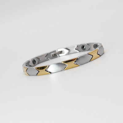 ELLAWIL Edelstahlarmband Gliederarmband Edelstahl- Magnetarmband Handgelenkkette Damenarmband (aus silber-goldfarbenen Edelstahl), inklusive Geschenkschachtel