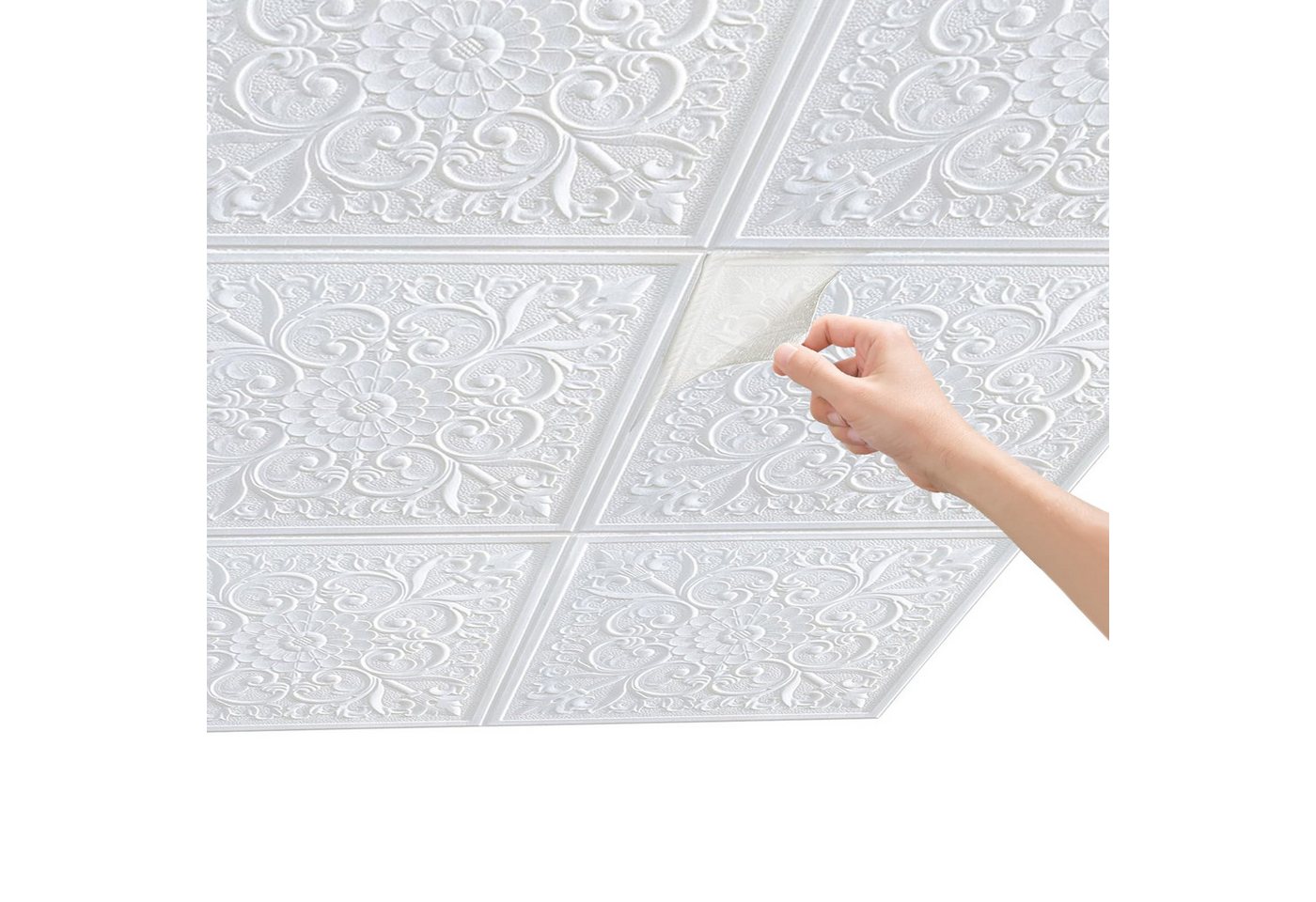 Agger 3D Wandpaneel 10 Stück Deckenplatten, 3D-Wandpaneele aus Schaumstoff zum Abziehen, (10-tlg) und Aufkleben, einfach zu installieren für Decken- und Wanddekoration