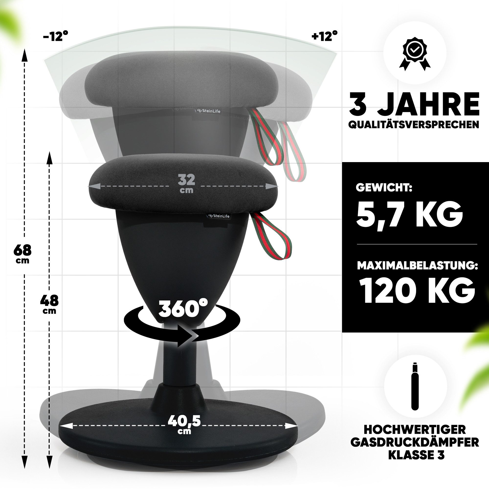 Steinlife Arbeitshocker Ergonomisch [TESTSIEGER] Bürohocker Höhenverstellba günstig online kaufen