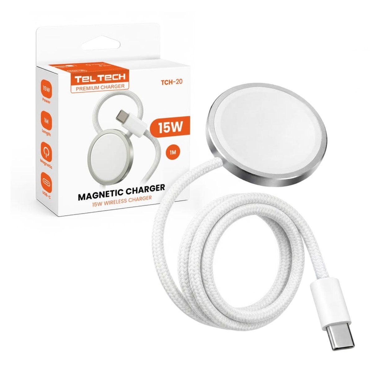 Wisam Teltech induktives kabelloses Ladegerät MagSafe oplot USB-C 15W 1m Smartphone-Ladegerät