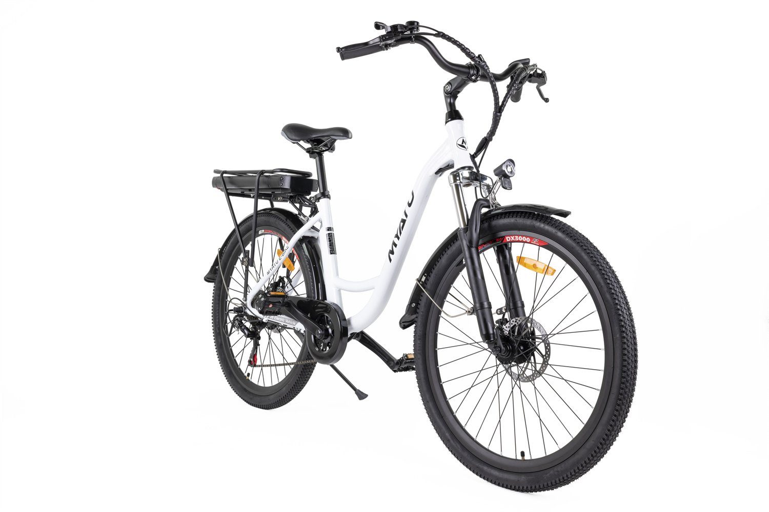 e-bike), Myatu Gang, Frauen,Mit weiß E-Bike (Mit Kettenschaltung, Batterieladegerät, City MYT-5685, Getriebe Heckrahmen,Shimano 6 e-bike für Heckmotor,