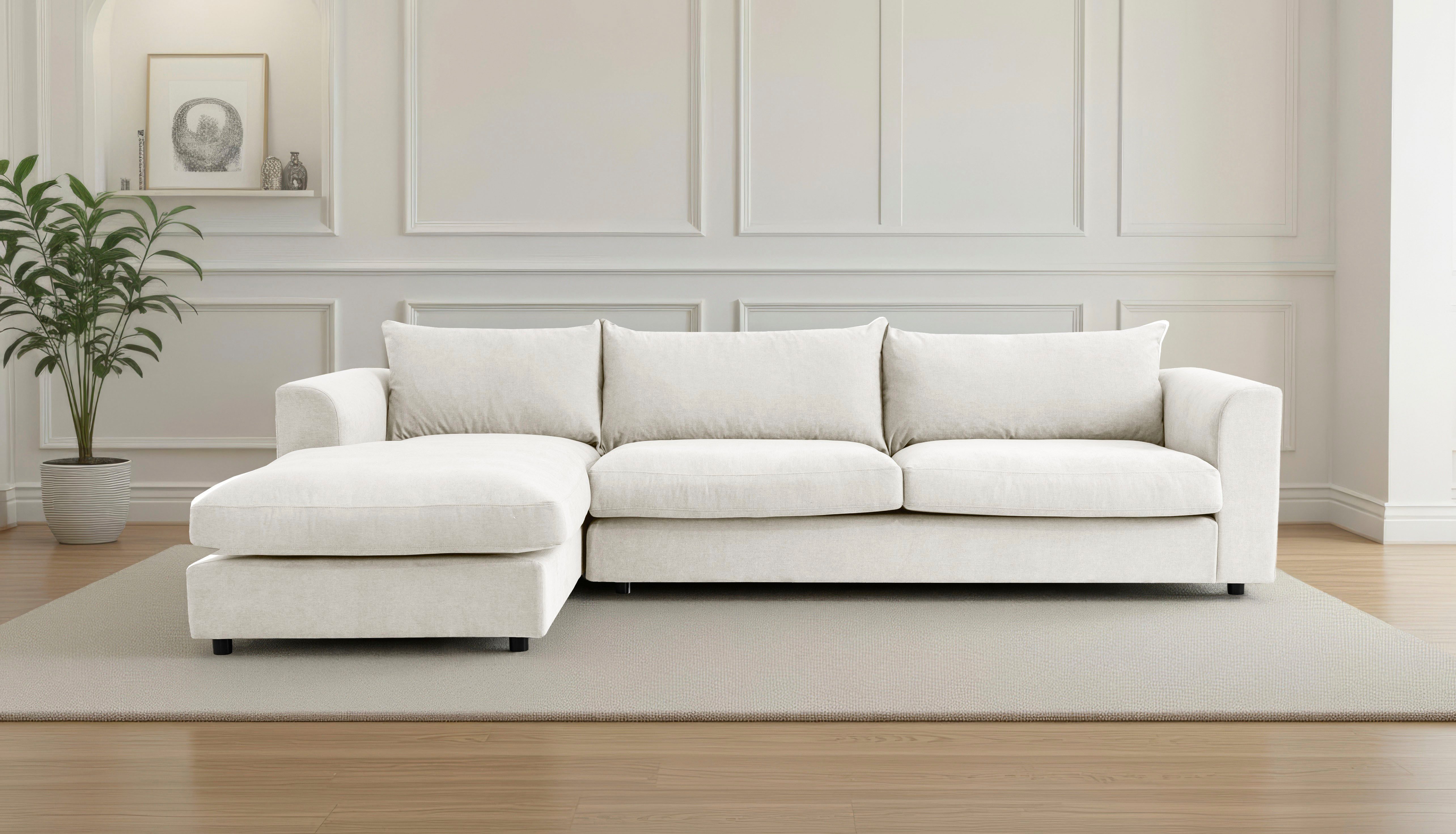 LeGer Home by Lena Gercke Ecksofa Avelina, Breite 297 cm, in Cord- und Chenille- Stoff, Rückenkissen mit Federn