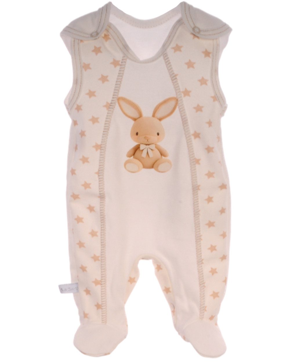 La Bortini Strampler Baby Anzug Strampler und Hemdchen in Creme mit Hasen aus reiner Baumwolle, neutral, 44 50 56 62 68 74 – Bild 4 von 5