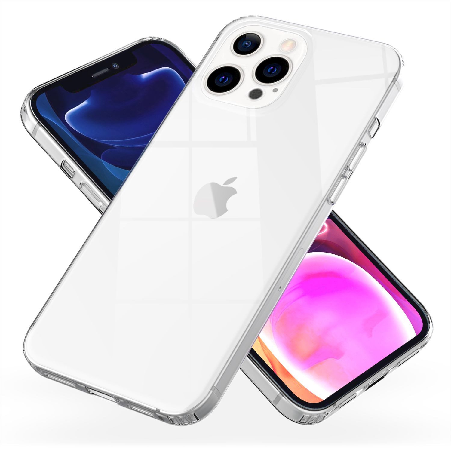 Nalia Smartphone-Hülle Apple iPhone 13 Pro Max 17 cm (6,7 Zoll), Klare Hybrid Hülle / Harte Rückseite / Kratzfest / Super Transparent
