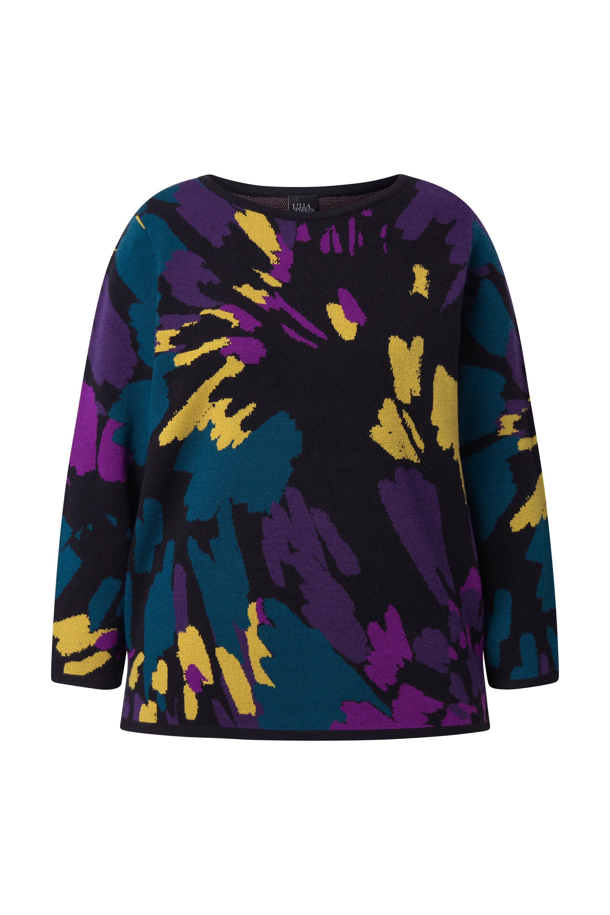 Ulla Popken Strickpullover Pullover Jacquardmuster U-Boot-Ausschnitt günstig online kaufen