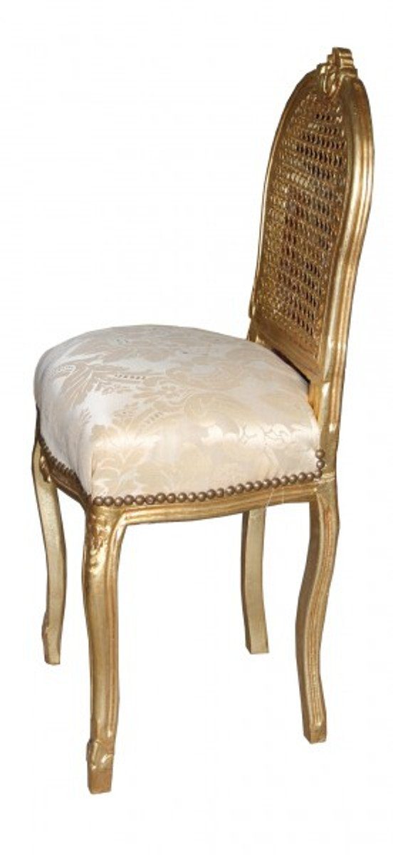 Damen Casa Gold / Barock Gold Besucherstuhl Stuhl Padrino Schminkstuhl Muster -