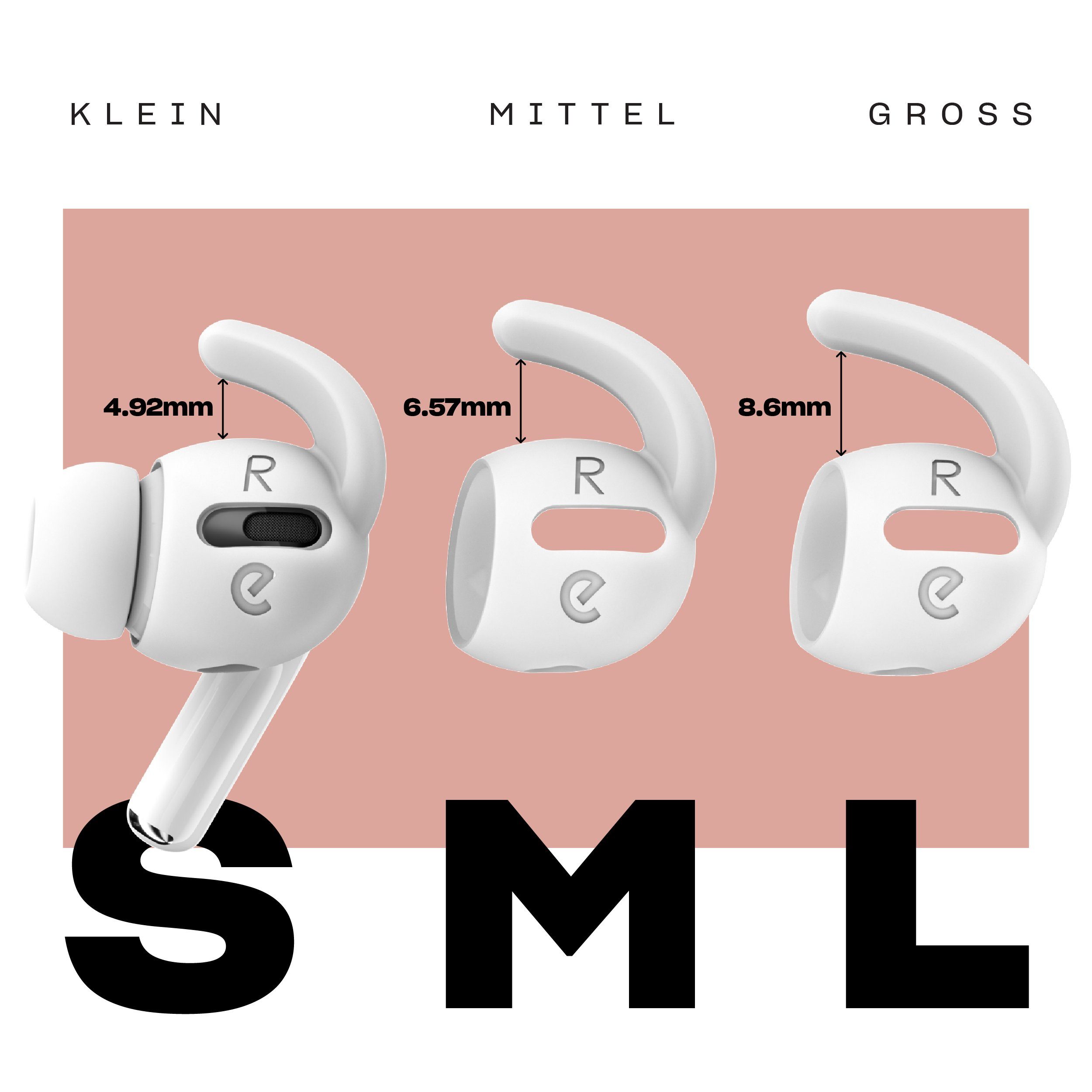 KeyBudz Kopfhörer-Schutzhülle EarBuddyz Ohrhaken für AirPods Pro 1. Gen., Sicherer Halt für Apple AirPods Pro