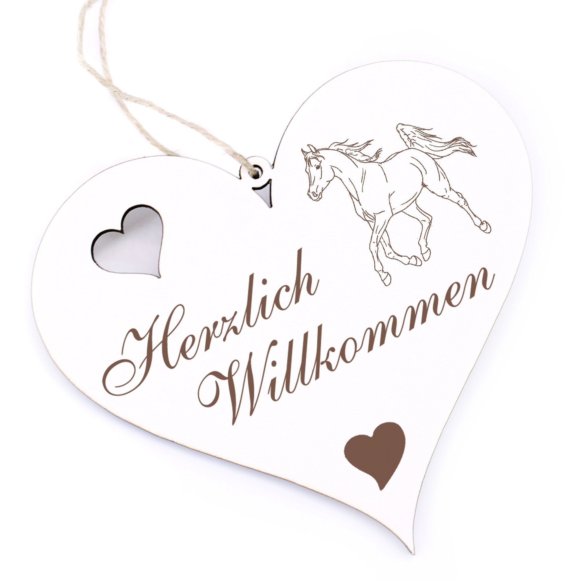 Dekolando Hängedekoration Herzlich Willkommen - Vollblutaraber Arabian Horse Pferd - 13x12cm