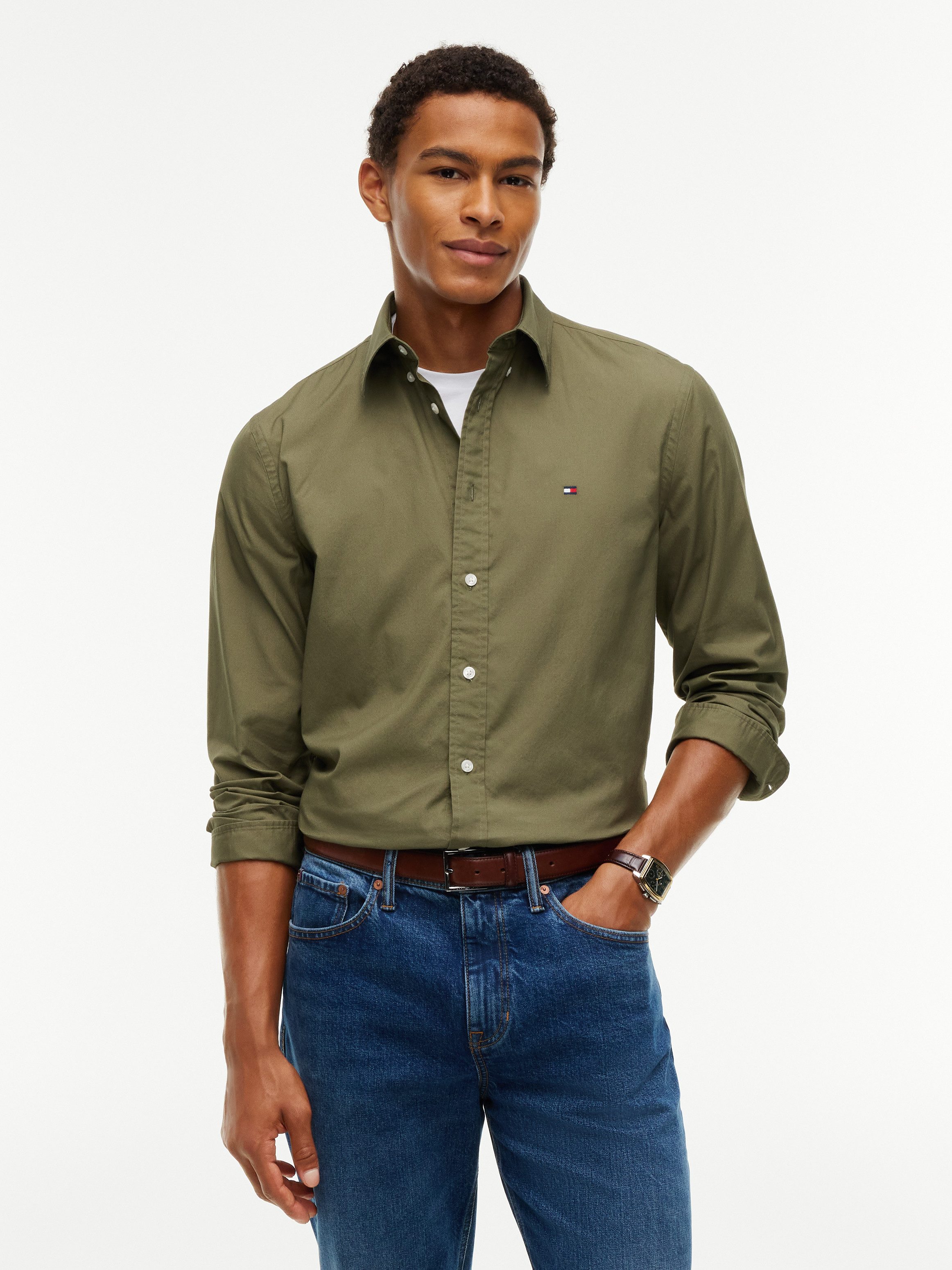 Tommy Hilfiger Businesshemd FLEX POPLIN SOLID Regular Fit Flex Cotton