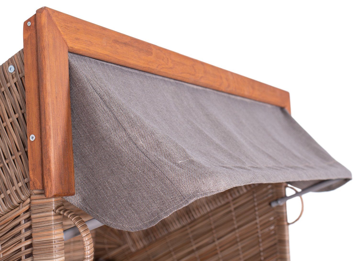 Natur24 Strandkorb Strandkorb PURE® Comfort XL PE Pinie Griseum 135x92x165 cm, BxTxH: 135x92x165 cm, 71196360