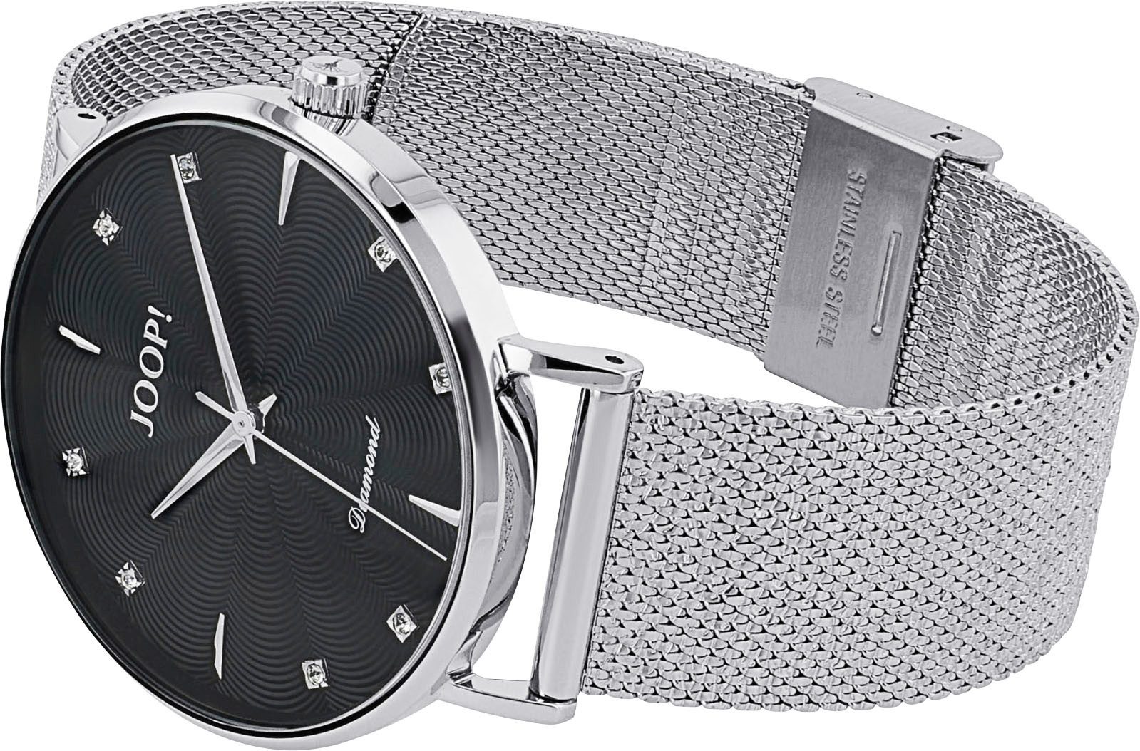 JOOP! Quarzuhr 2039535, Armbanduhr, Damenuhr, Edelstahlarmband, analog, Diamant