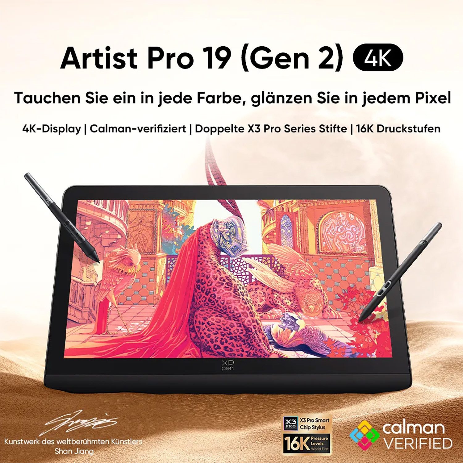 XP-PEN Artist Pro 19 (Gen.2) Grafiktablett (18,4", Zwei Stifte, doppelte Geschmeidigkeit)
