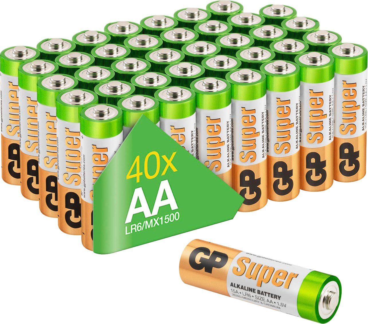 GP Batteries 40 Stck Super Alkaline AA Batterie, LR6 (1,5 V, 40 St)